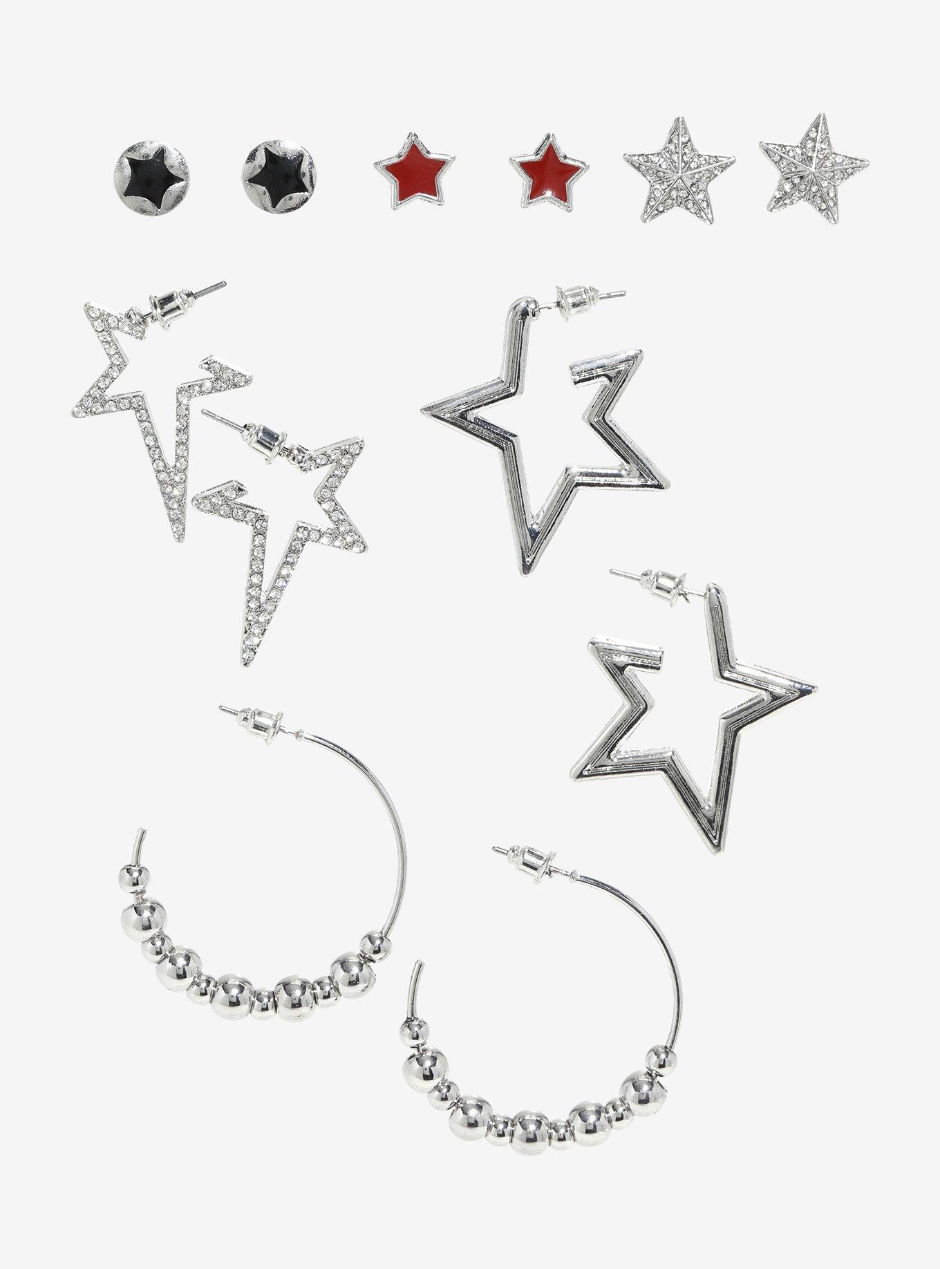 Social Collision Star Hoop Earring Set, , alternate