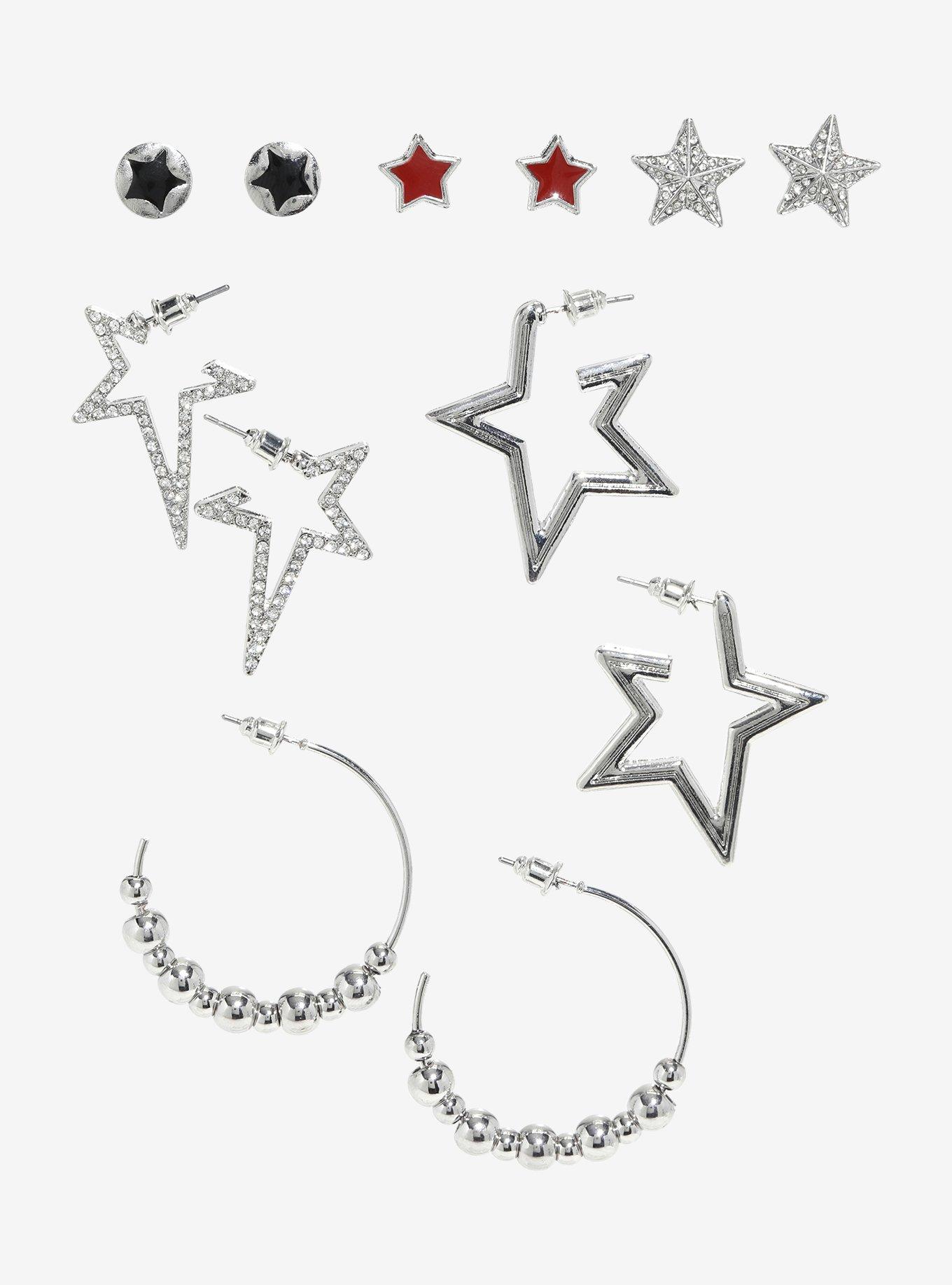 Social Collision Star Hoop Earring Set, , hi-res