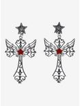 Social Collision Star Gothic Cross Earrings, , alternate