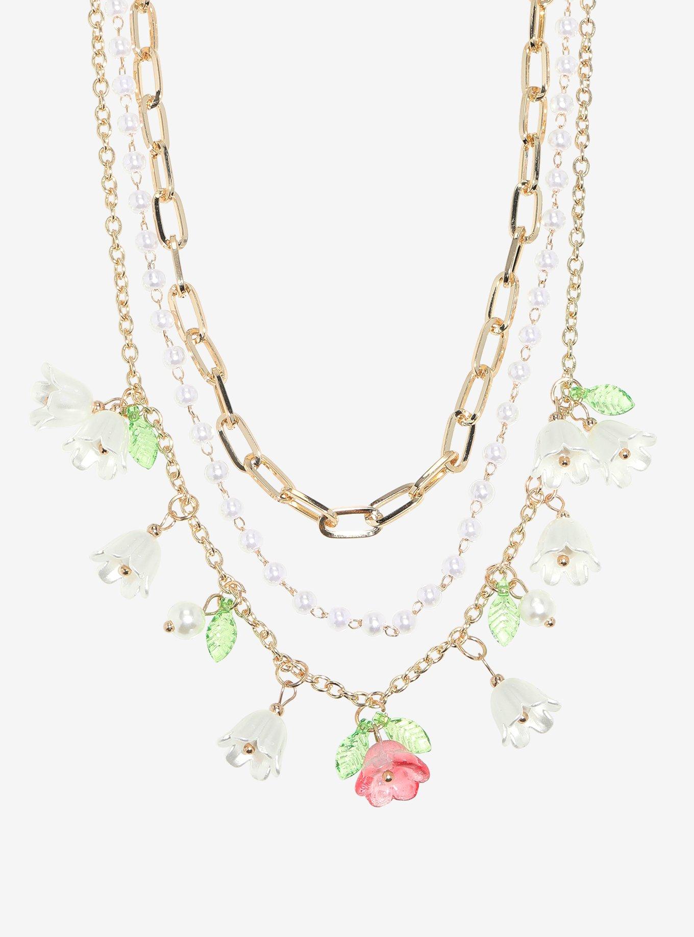 Thorn & Fable Floral Charm Layered Necklace, , alternate