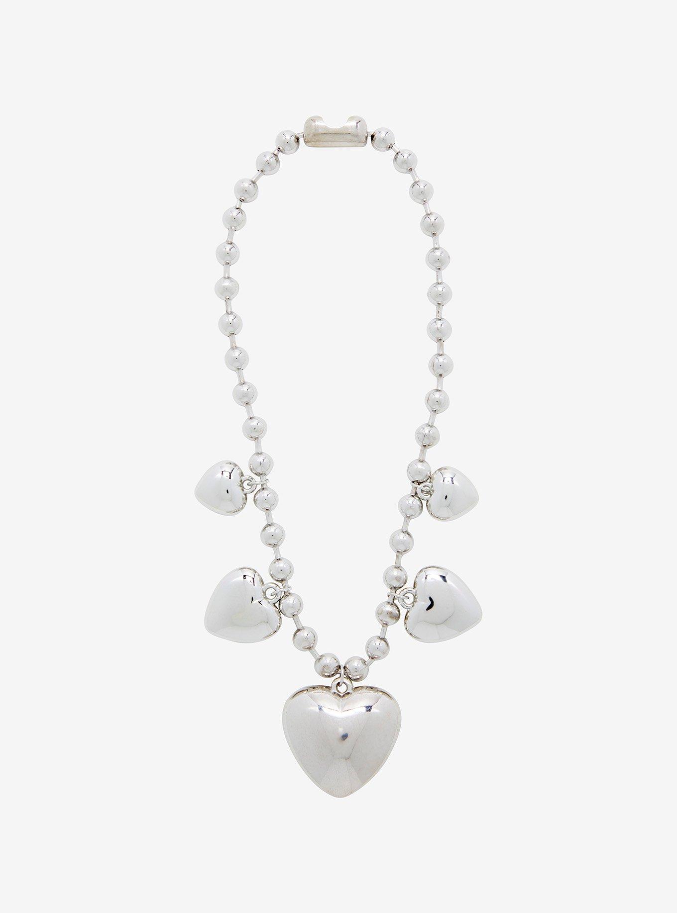 Thorn & Fable Bubble Heart Charm Ball Chain Necklace, , alternate