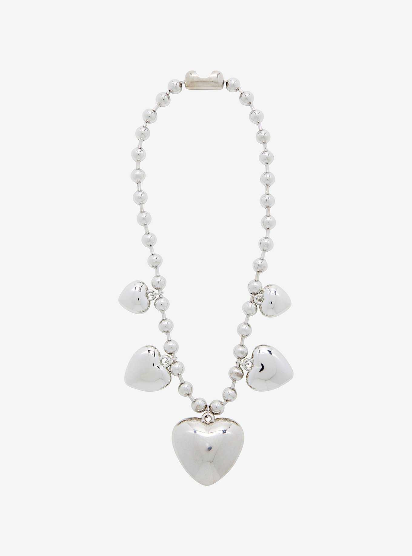 Thorn & Fable Bubble Heart Charm Ball Chain Necklace, , hi-res