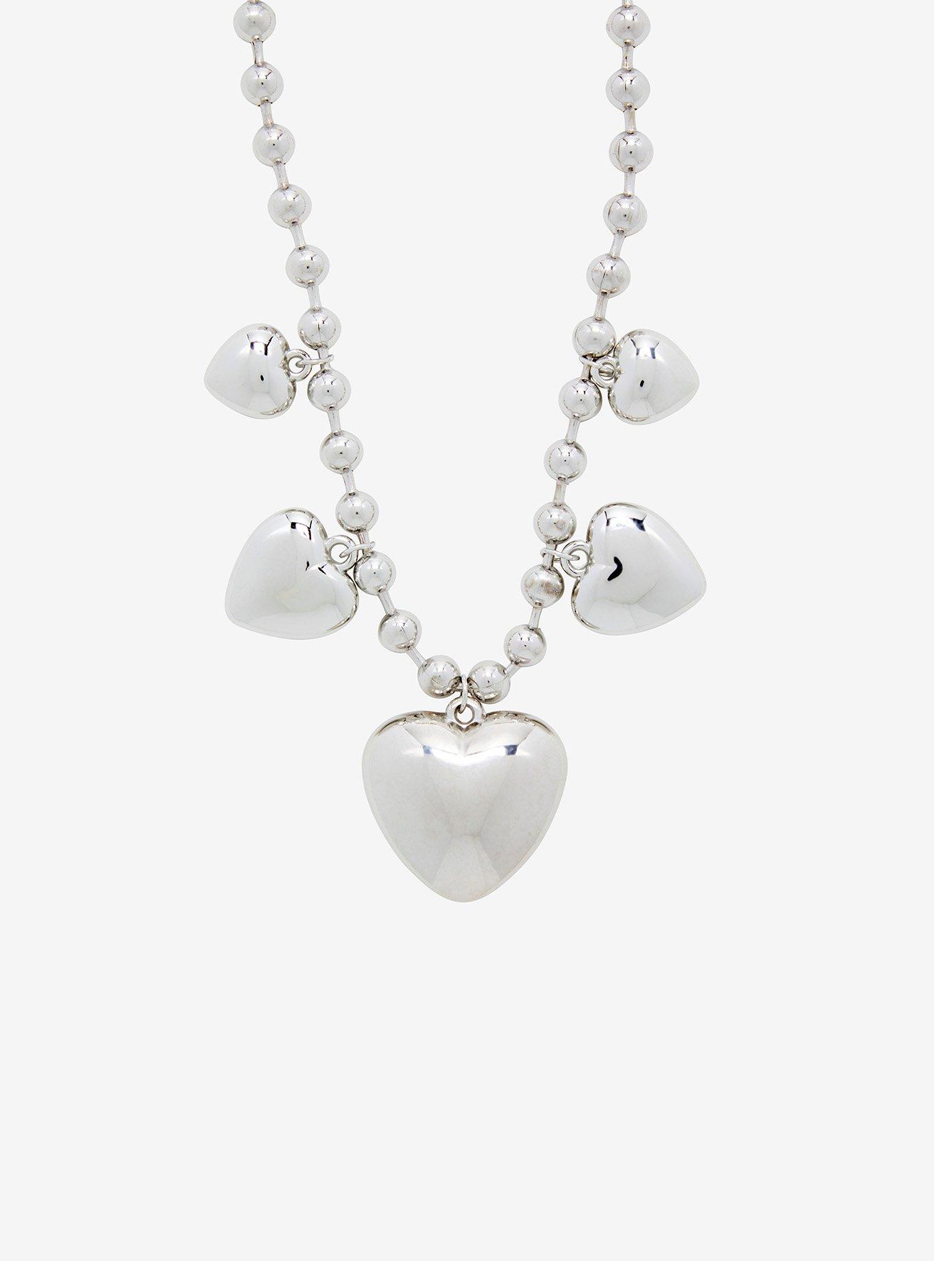 Thorn & Fable Bubble Heart Charm Ball Chain Necklace, , alternate