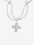 Thorn & Fable Cross Pearl Charm Beads Necklace, , alternate