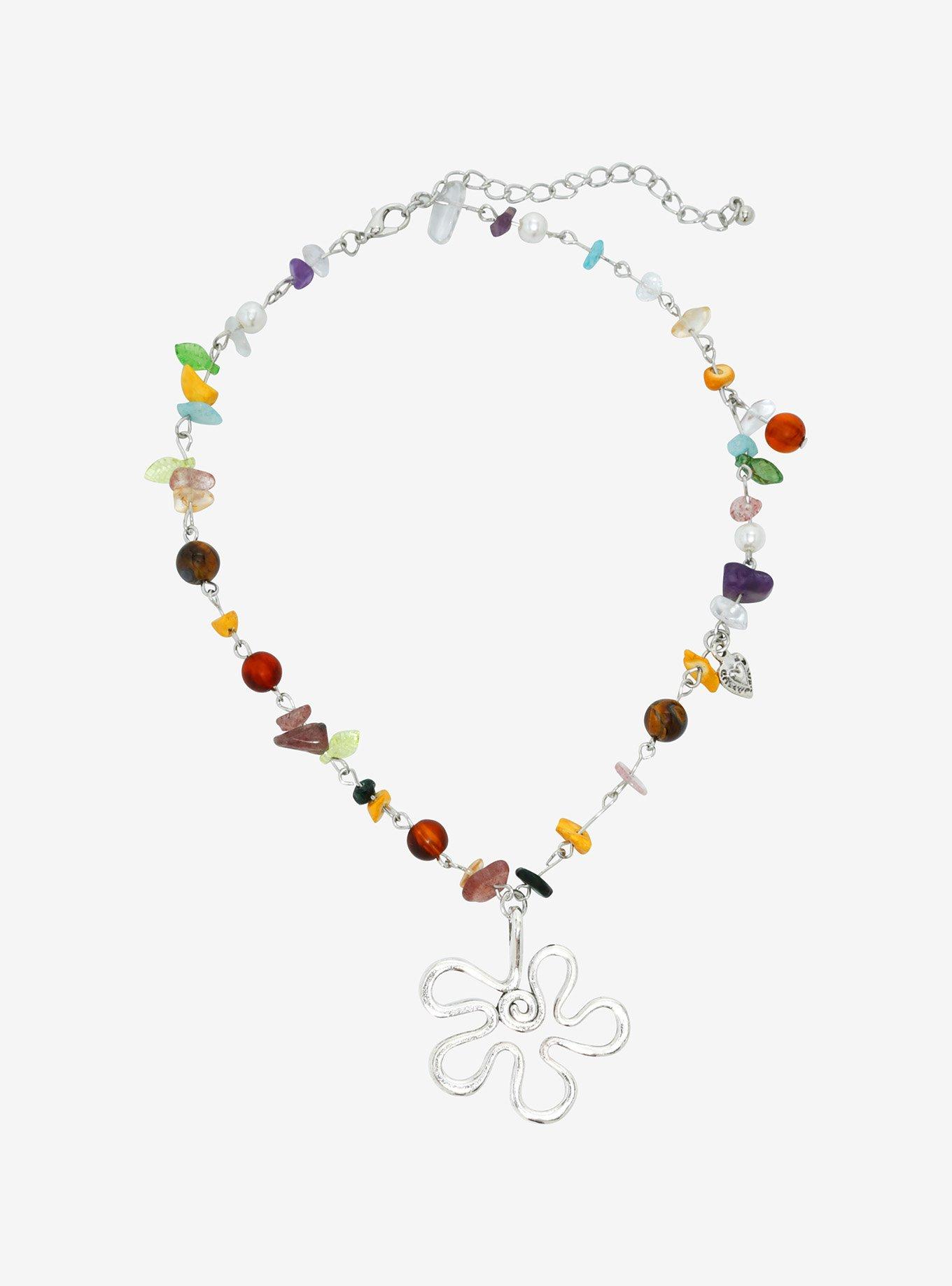Thorn & Fable® Swirl Flower Stone Necklace, , hi-res