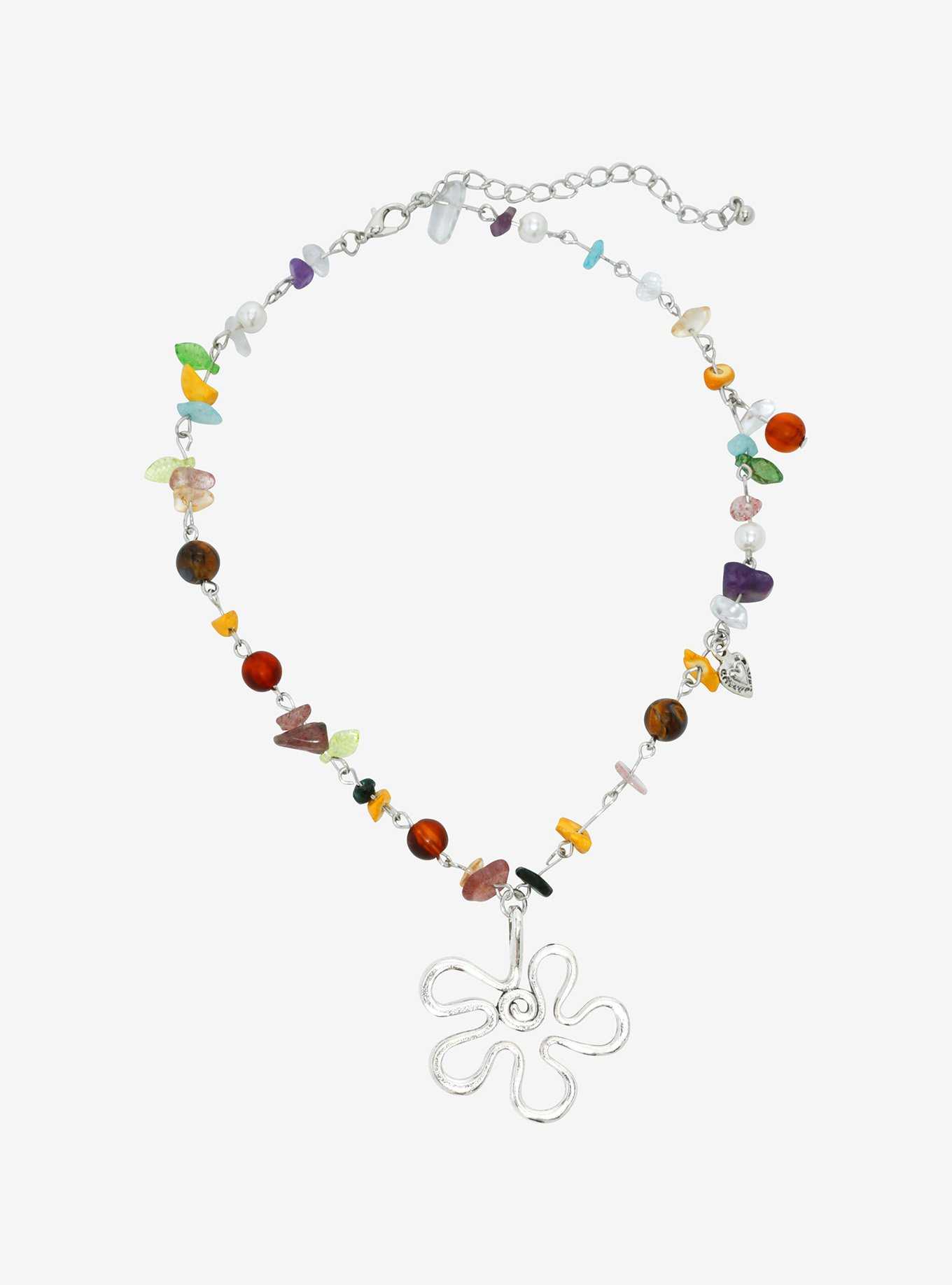 Thorn & Fable® Swirl Flower Stone Necklace, , hi-res