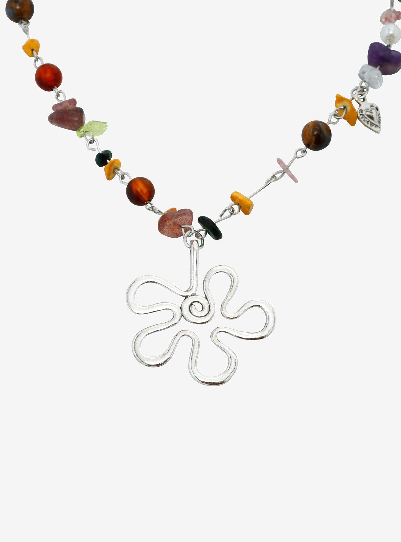 Thorn & Fable® Swirl Flower Stone Necklace, , alternate