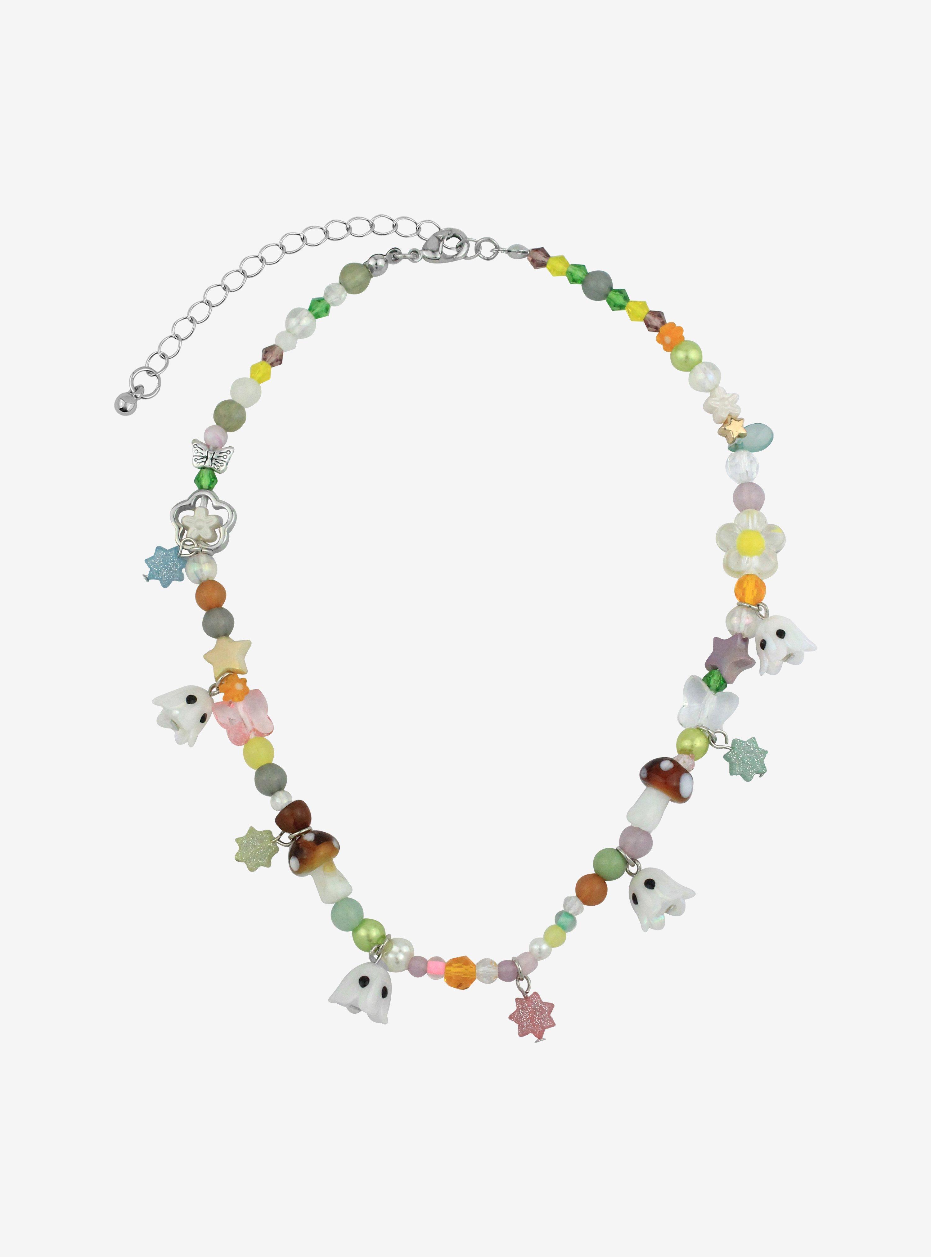Thorn & Fable Ghost Flower Colorful Beaded Necklace, , alternate