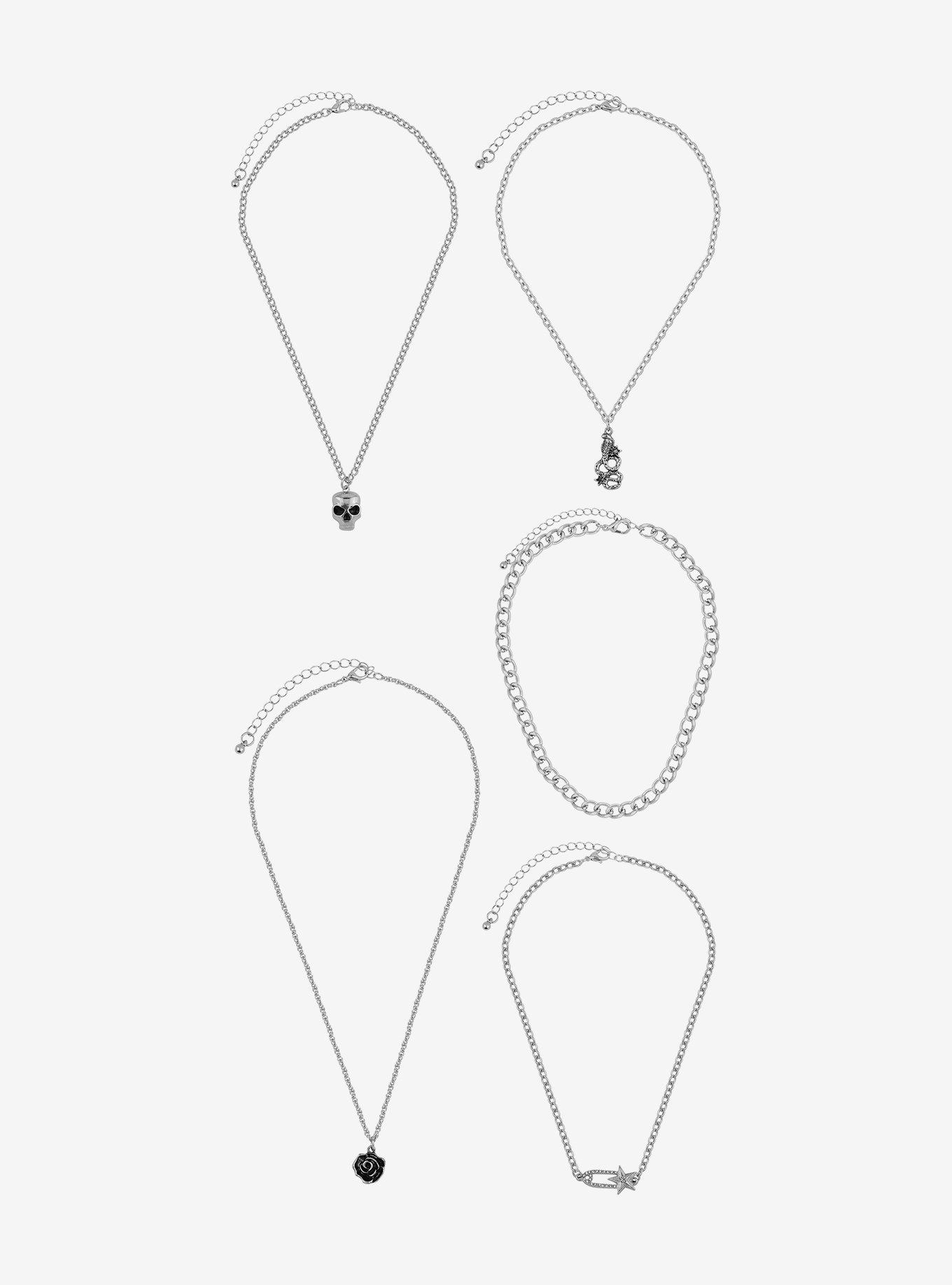 Cosmic Aura Witchy Skull Snake Necklace Set