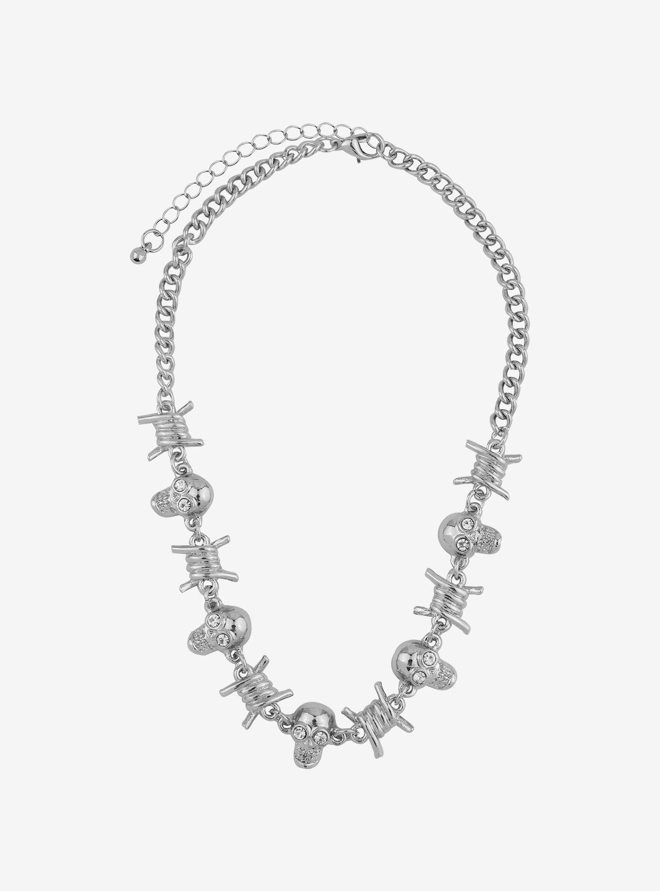 Social Collision Skull Barbed Wire Choker, , alternate