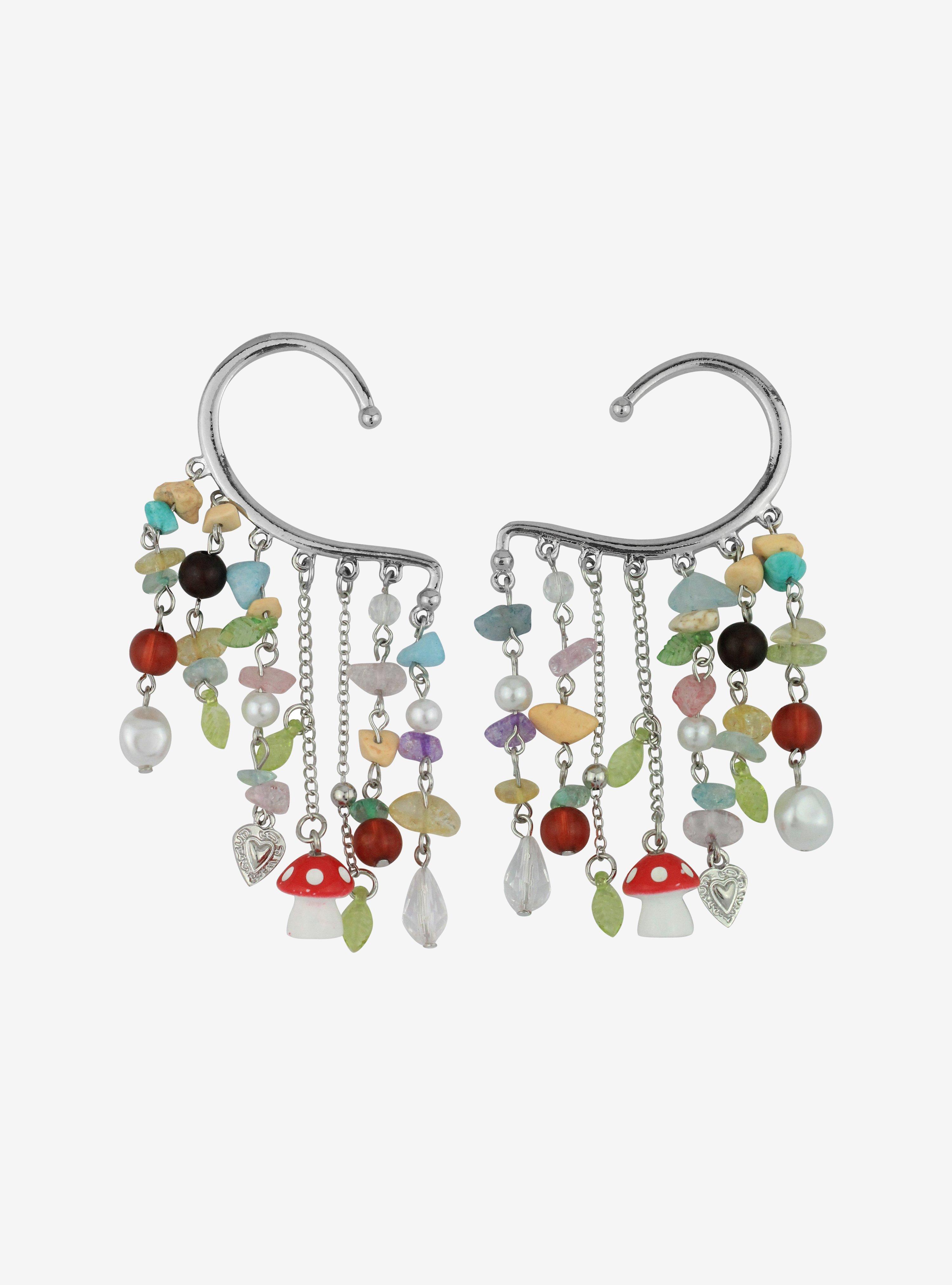 Thorn & Fable Mushroom Stone Drops Ear Cuff Set, , hi-res