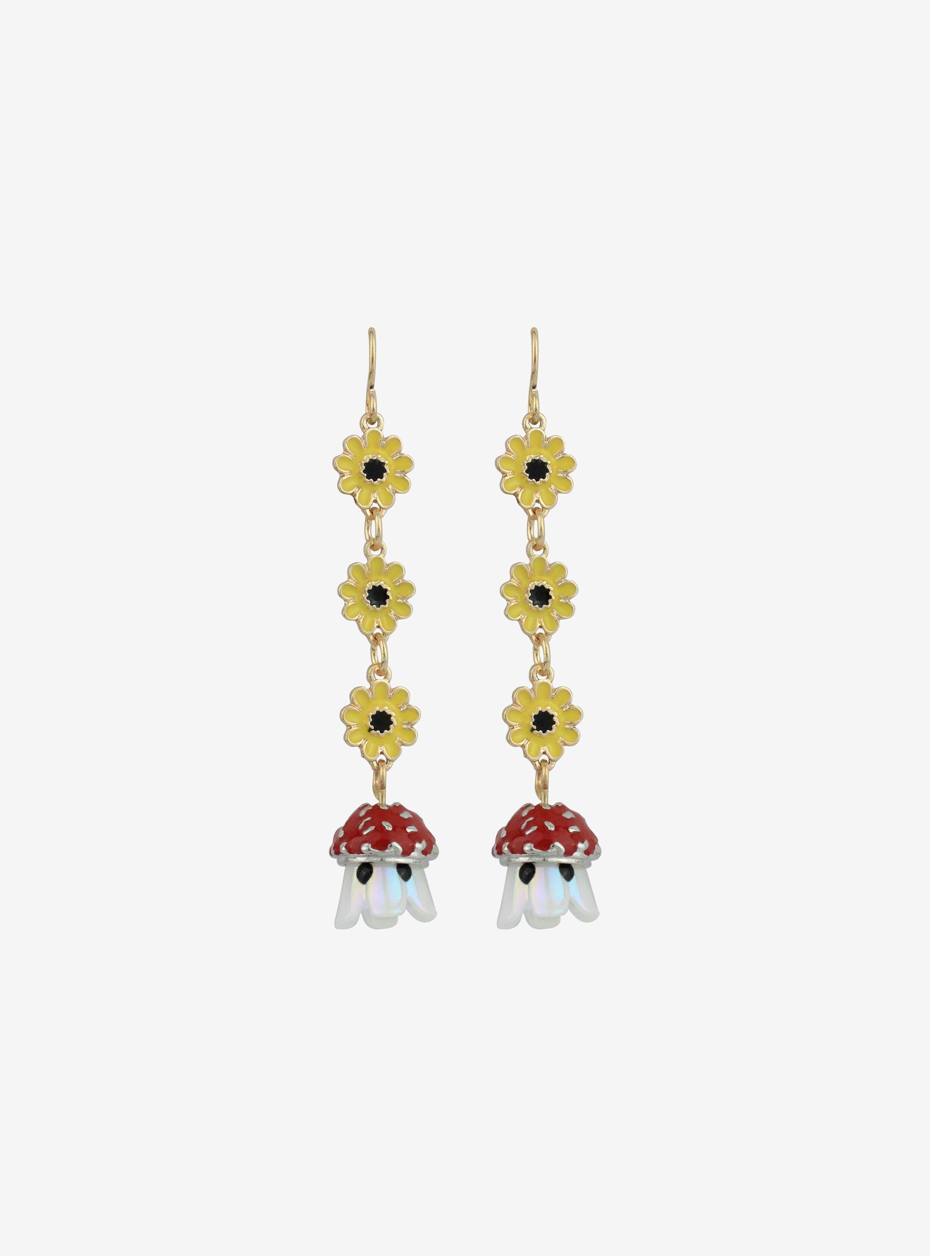 Thorn & Fable Ghost Mushroom Sunflower Earrings, , hi-res