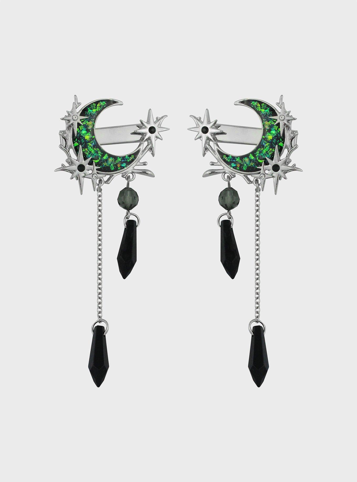 Cosmic Aura Celestial Crystal Green Opal Hair Clip Set, , hi-res