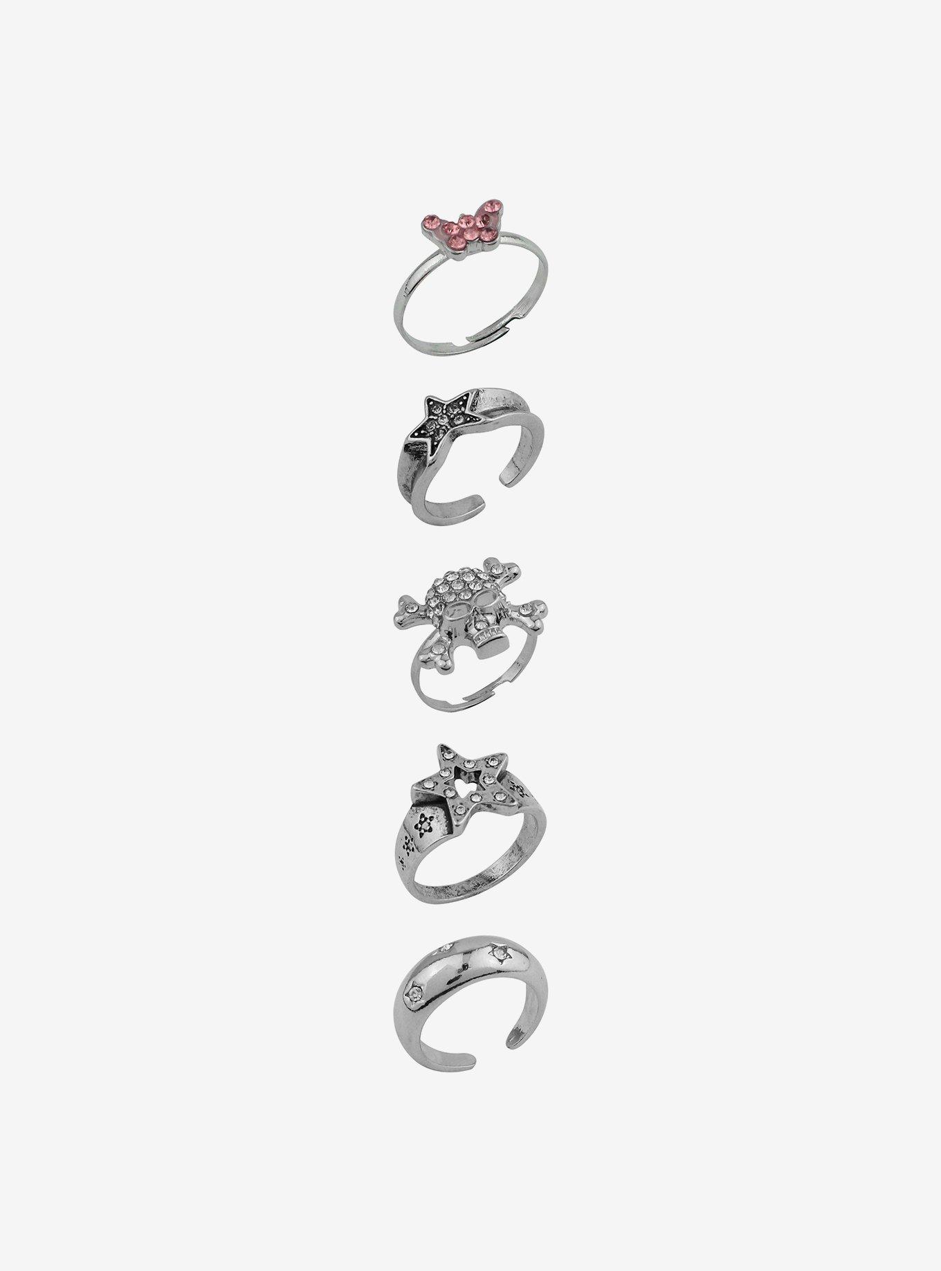 Social Collision Star Skull Bling Ring Set, , alternate