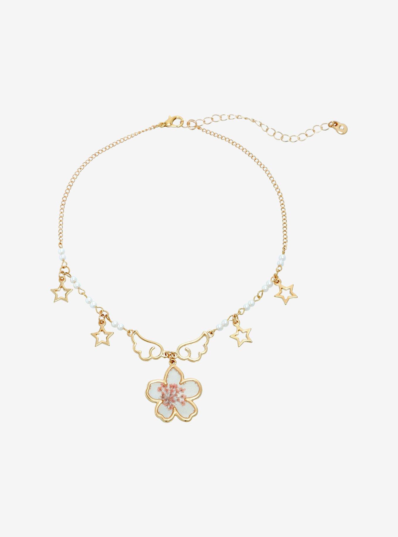 Thorn & Fable Angel Wings Sakura Choker Necklace, , alternate