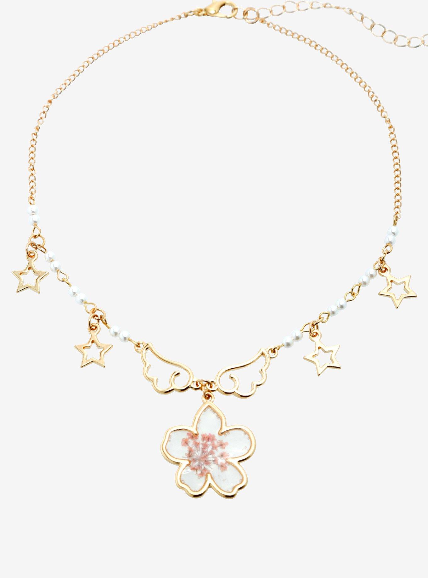 Thorn & Fable Angel Wings Sakura Choker Necklace, , alternate