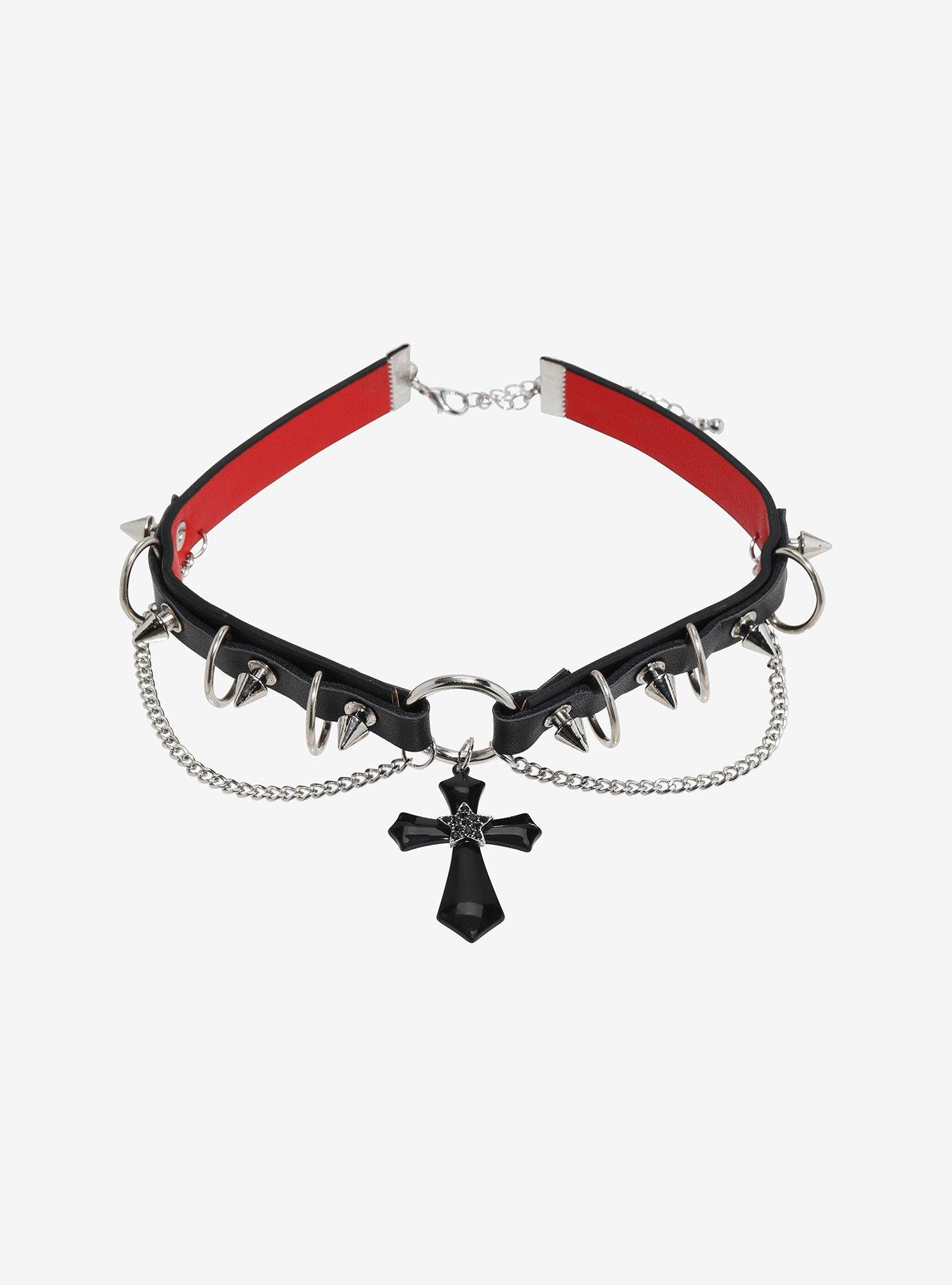 Social Collision Black Star Cross Choker, , hi-res
