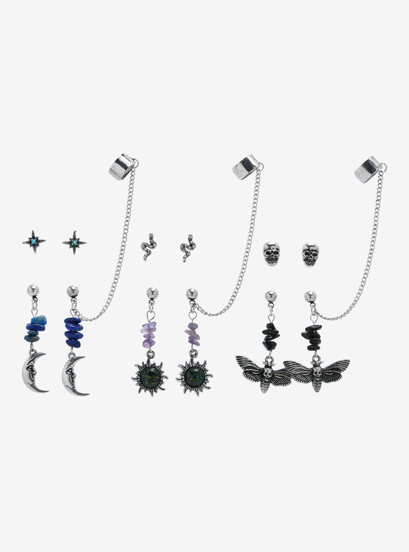 Cosmic Aura Death Moth Celestial Cuff Earring Set, , hi-res