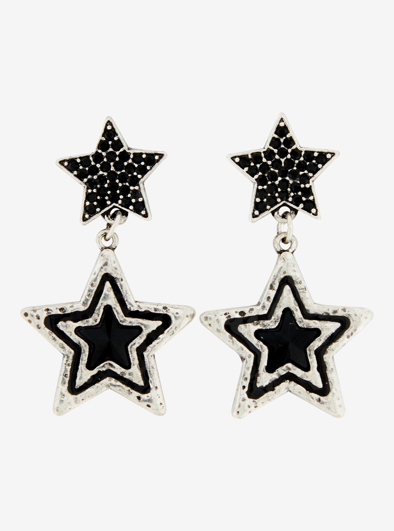 Social Collision Black Star Gem Earrings, , hi-res