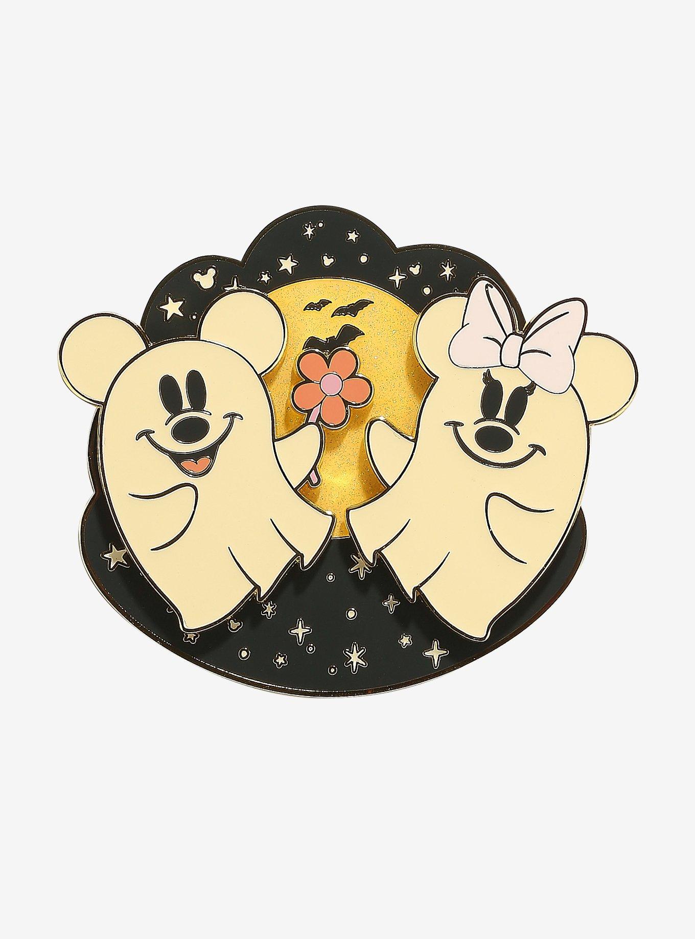 Loungefly Disney Mickey Mouse & Minnie Mouse Ghost Sliding Enamel Pin, , alternate