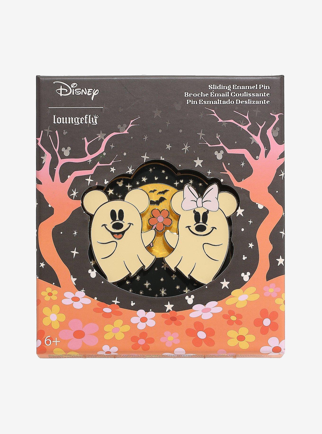 Loungefly Disney Mickey Mouse & Minnie Mouse Ghost Sliding Enamel Pin, , alternate