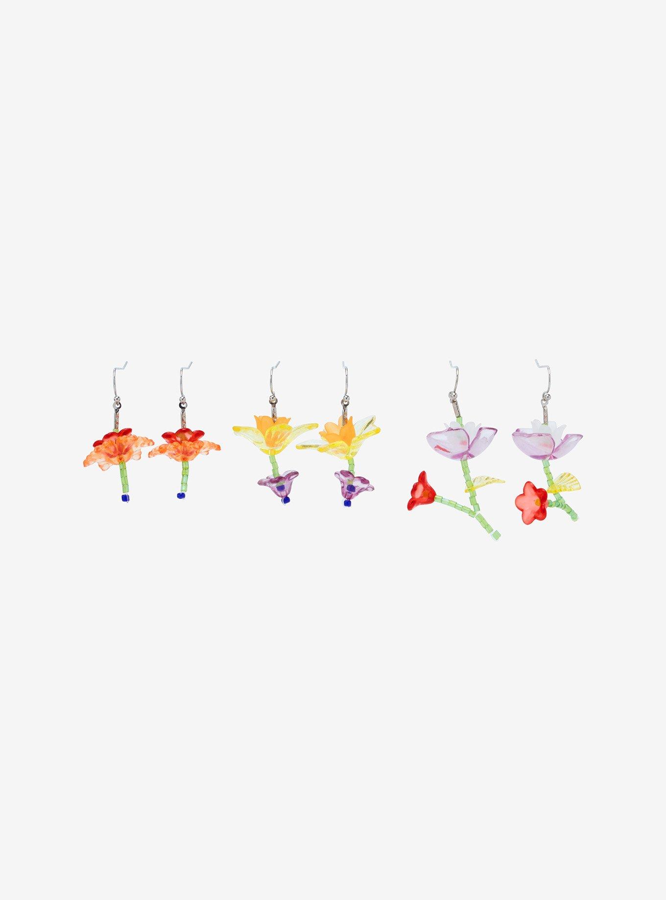 Thorn & Fable Crystal Flower Drop Earring Set, , alternate