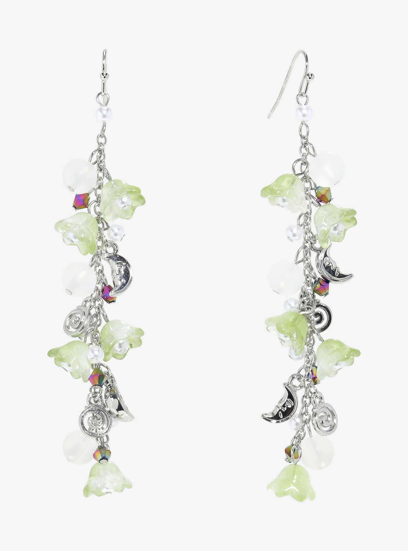 Thorn & Fable Moon Floral Drop Earrings, , hi-res