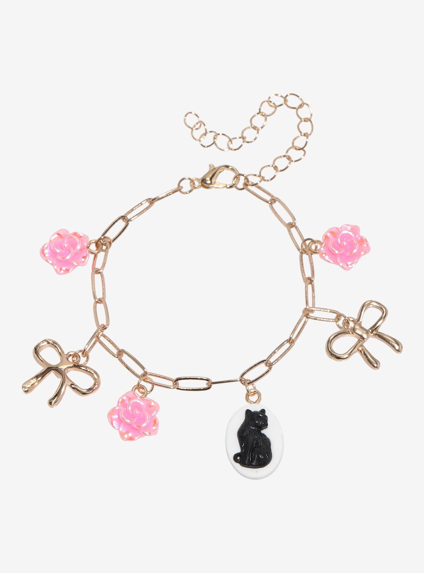Sweet Society Bow Flower Charm Bracelet, , hi-res
