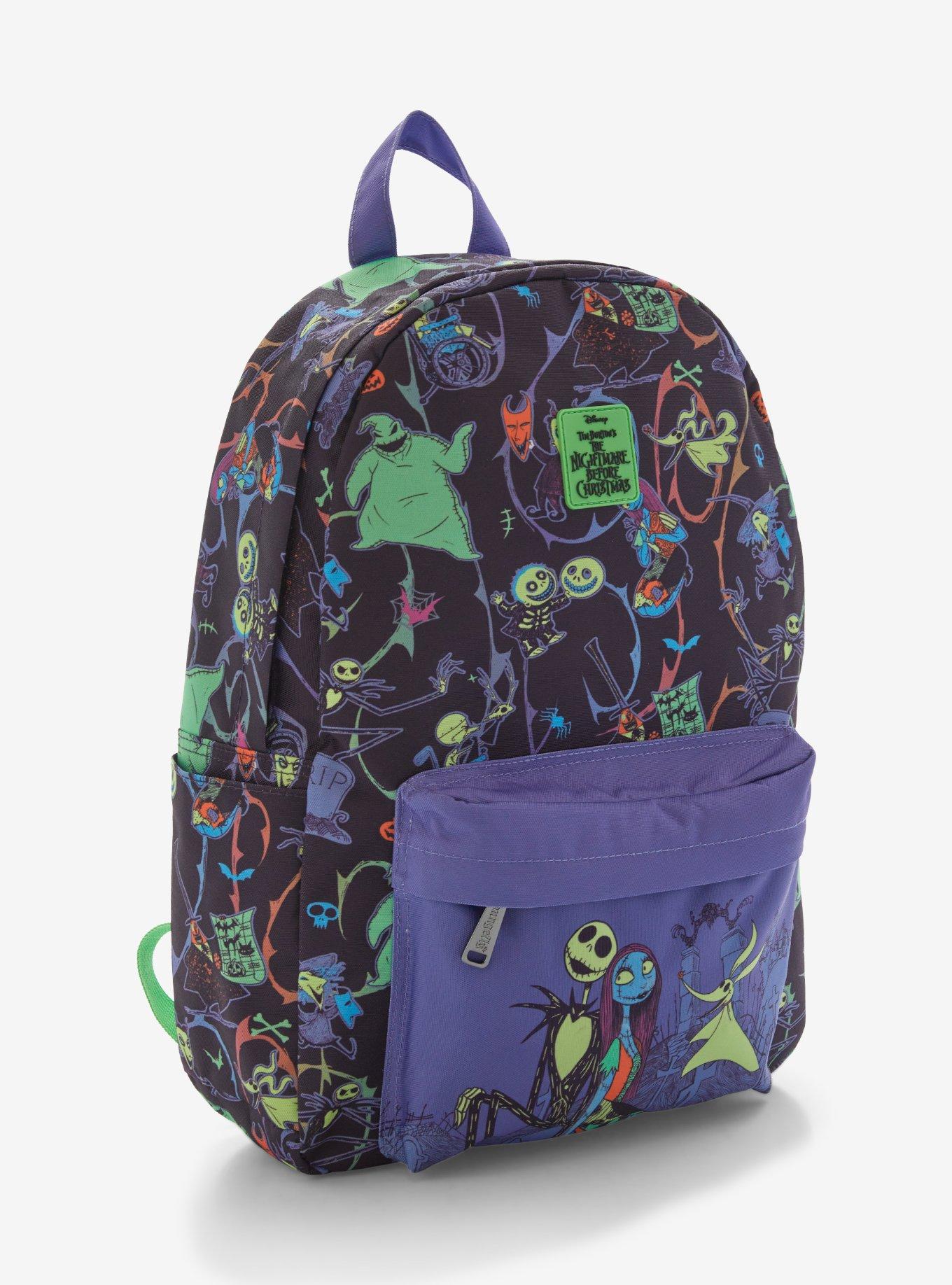 Loungefly Disney The Nightmare Before Christmas Characters Allover Print Glow-in-the-Dark Backpack, , hi-res