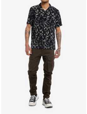 Social Collision Dark Butterfly Woven Button-Up, , hi-res