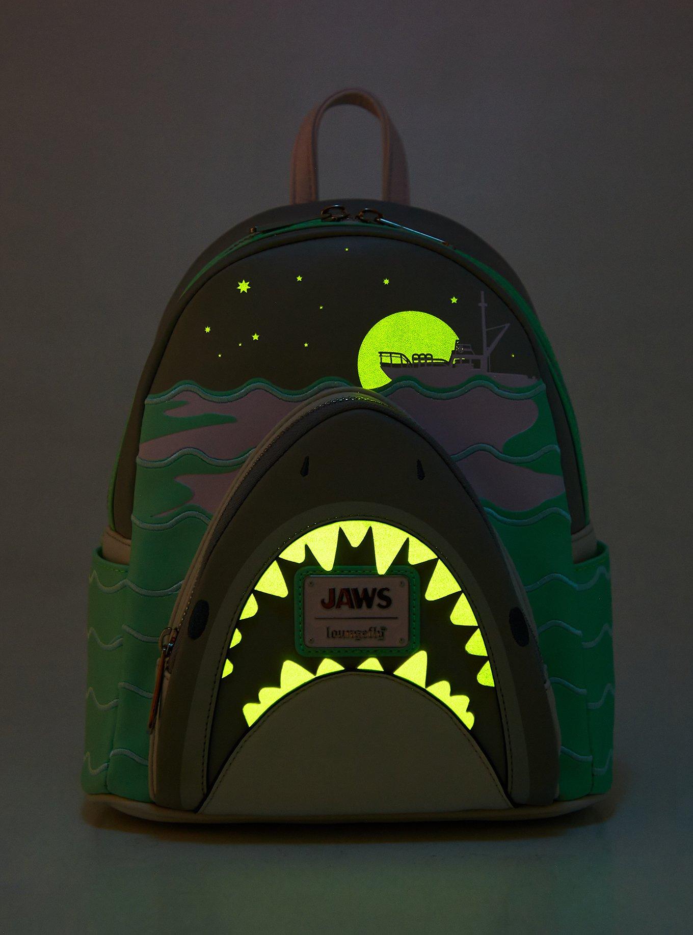 Loungefly Jaws Glow-In-The-Dark Mini Backpack, , alternate