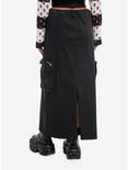 Black Side Toggle Cargo Pocket Maxi Skirt, BLACK, alternate