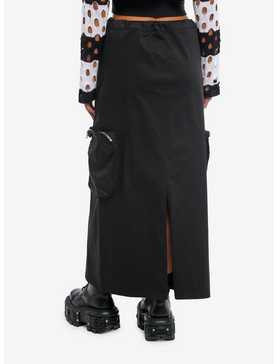 Black Side Toggle Cargo Pocket Maxi Skirt, , hi-res
