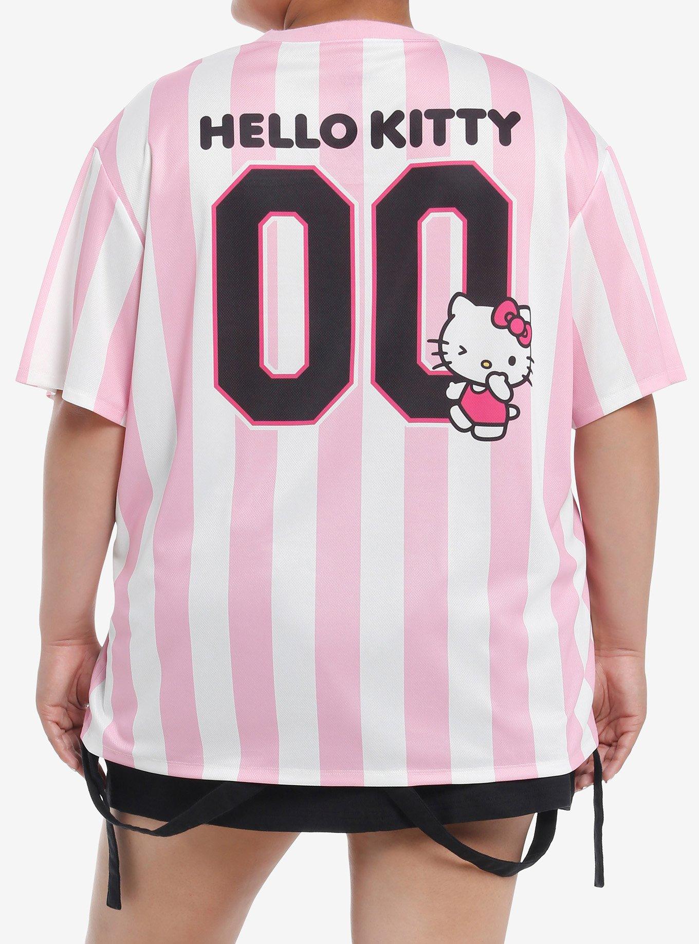 Hello Kitty Stripe Soccer Girls Jersey Top Plus Size, , hi-res