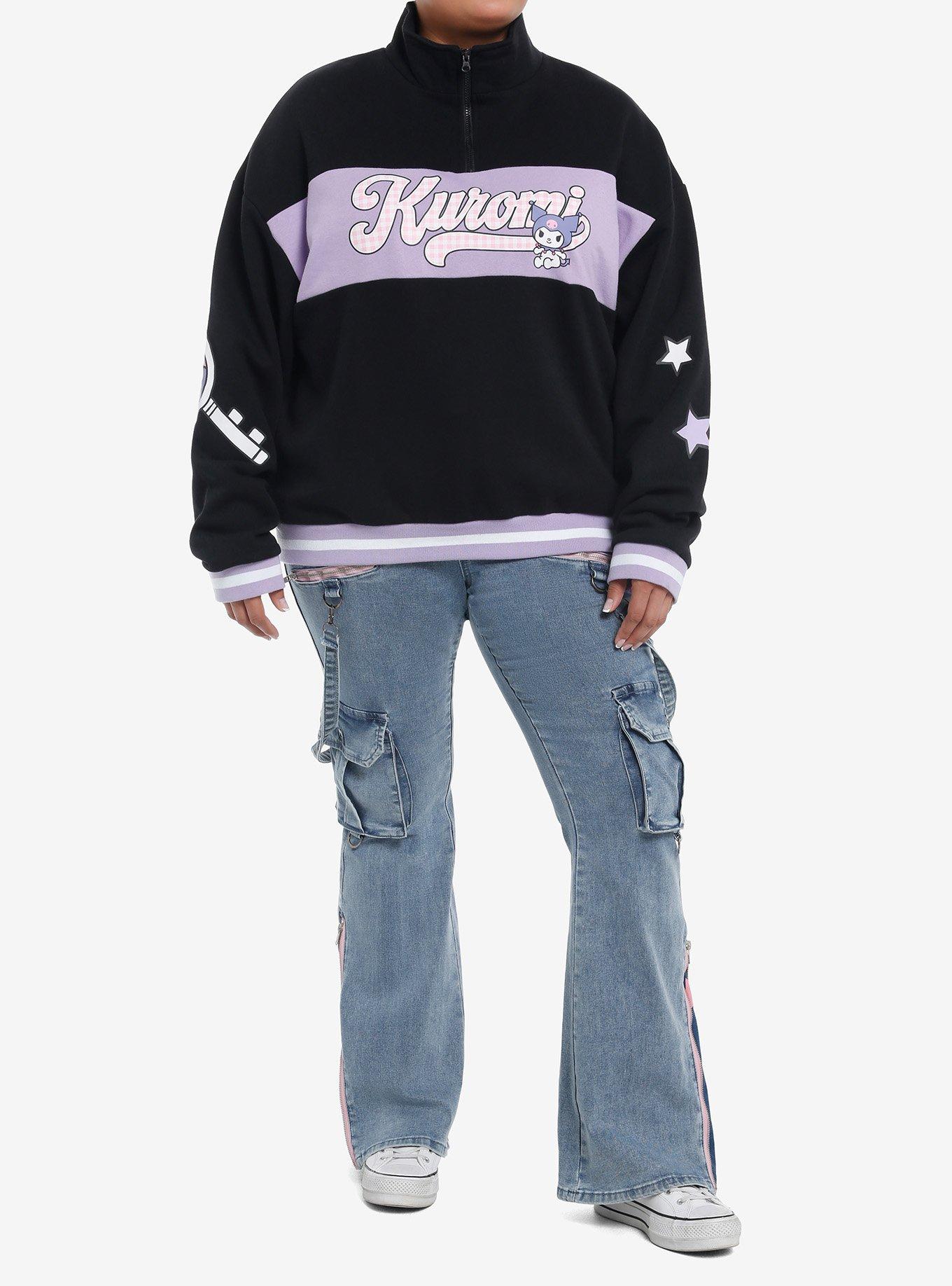 Kuromi Varsity Star Girls Quarter Zip Jacket Plus Size, MULTI, alternate