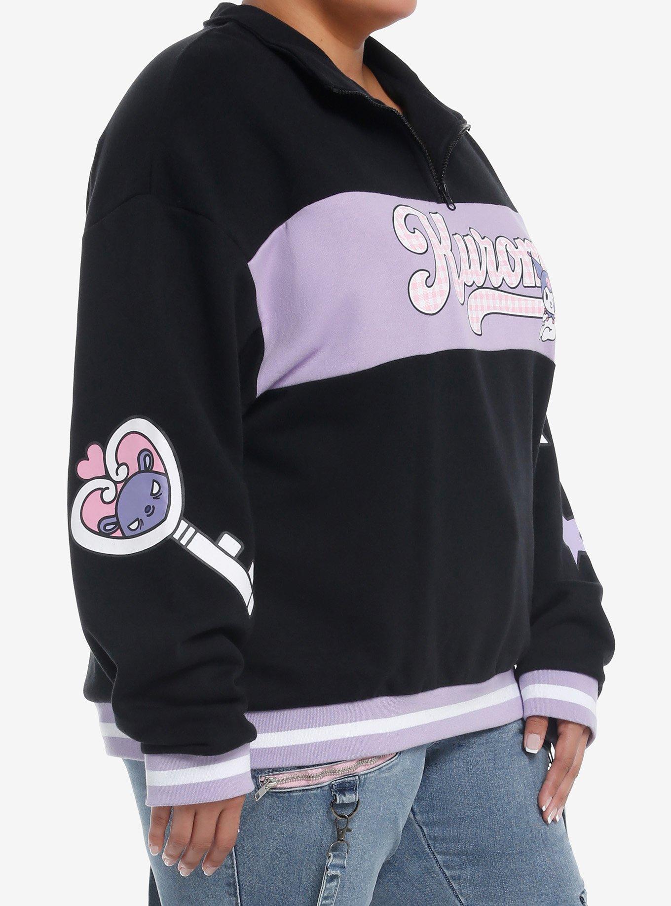Kuromi Varsity Star Girls Quarter Zip Jacket Plus Size, MULTI, alternate
