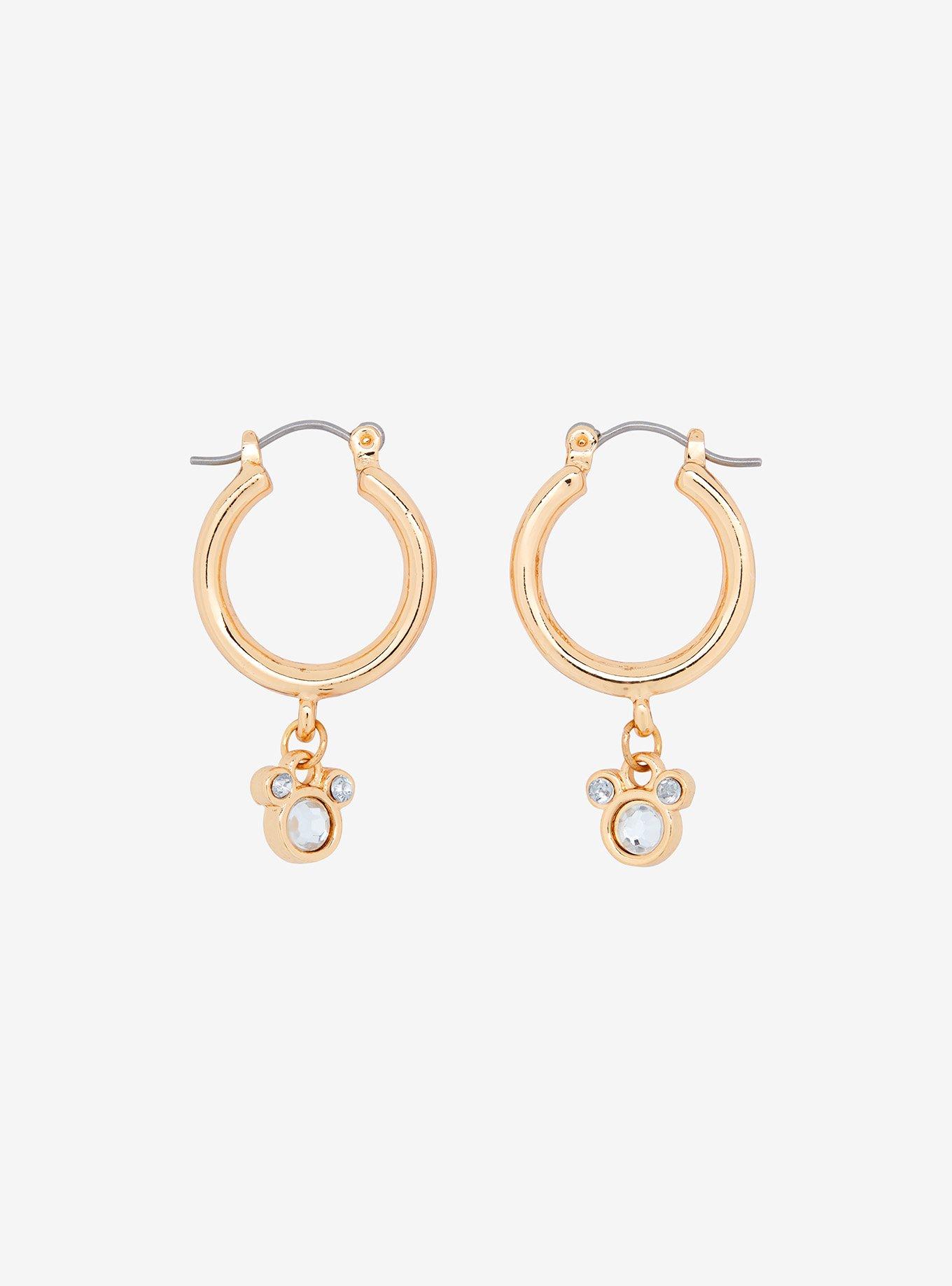 Disney Mickey Mouse Rhinestone Hoop Earrings - BoxLunch Exclusive, , alternate