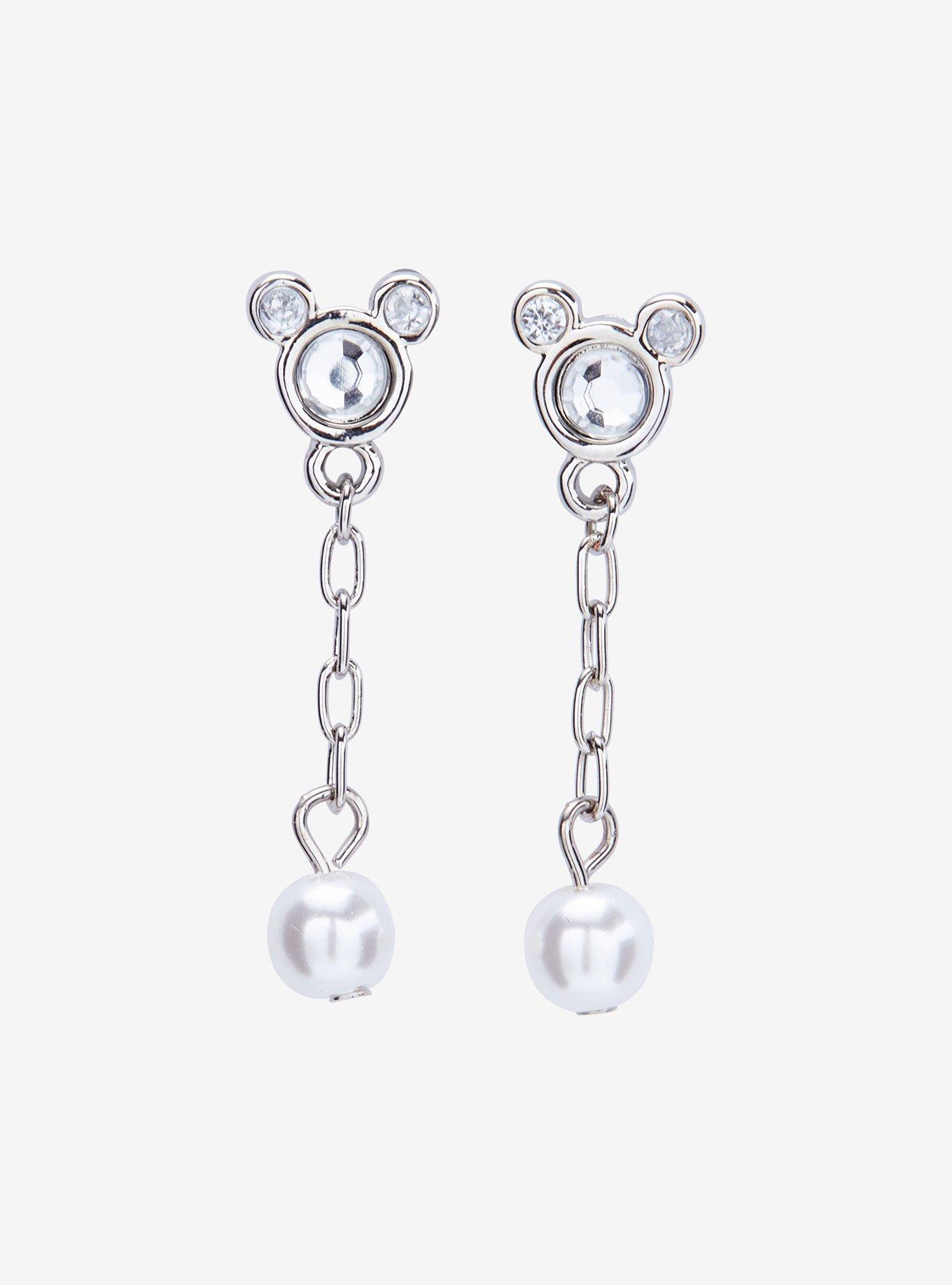 Disney Mickey Mouse Rhinestone Pearl Drop Earrings - BoxLunch Exclusive