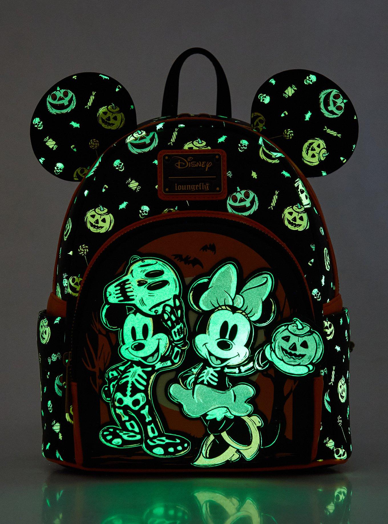 Loungefly Disney Mickey & Minnie Skeleton Glow-in-the-Dark Mini Backpack — BoxLunch Exclusive, , alternate