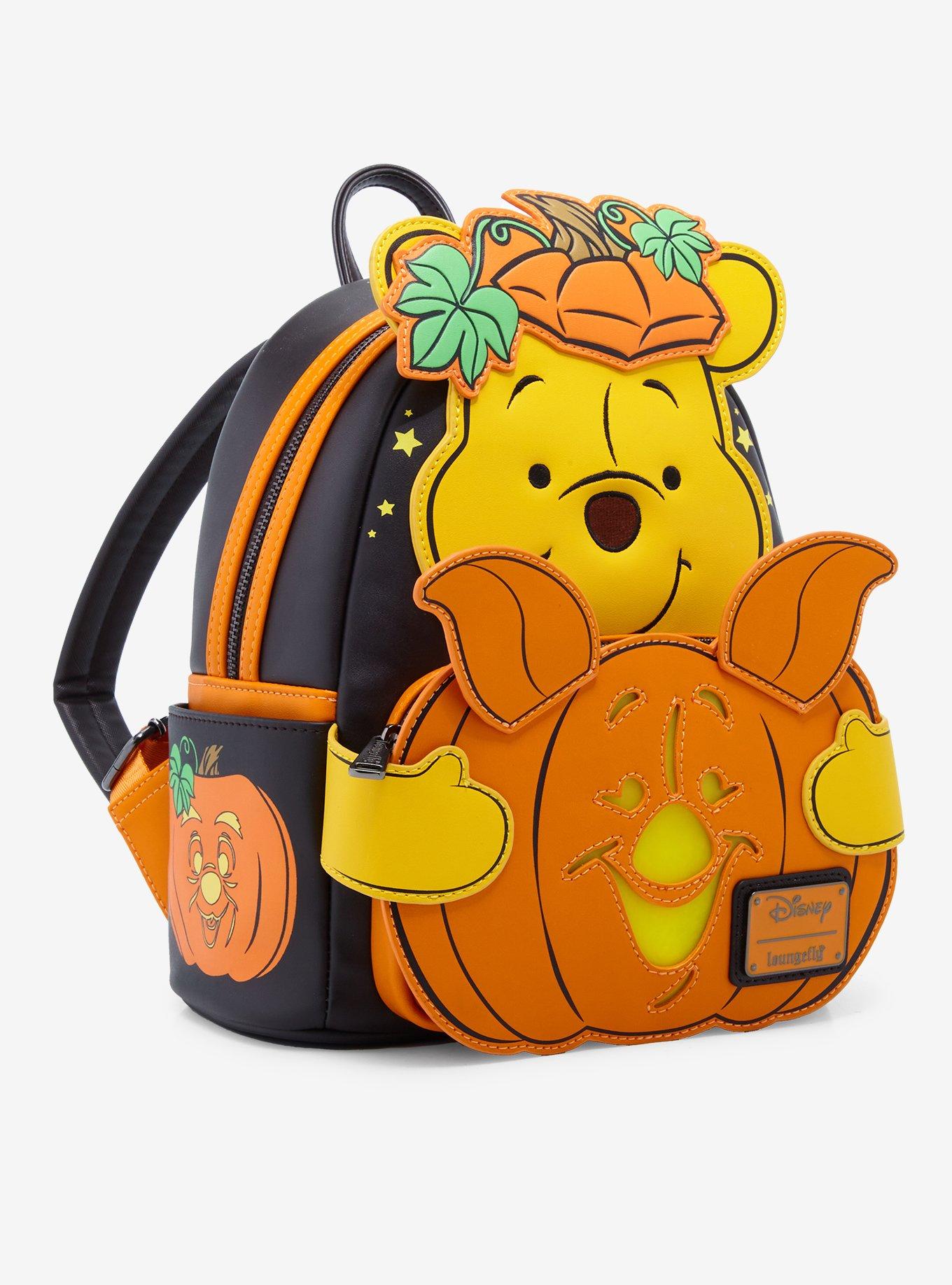 Loungefly Disney Winnie the Pooh Piglet and Pooh Bear Pumpkin Glow-in-the-Dark Mini Backpack — BoxLunch Exclusive, , hi-res