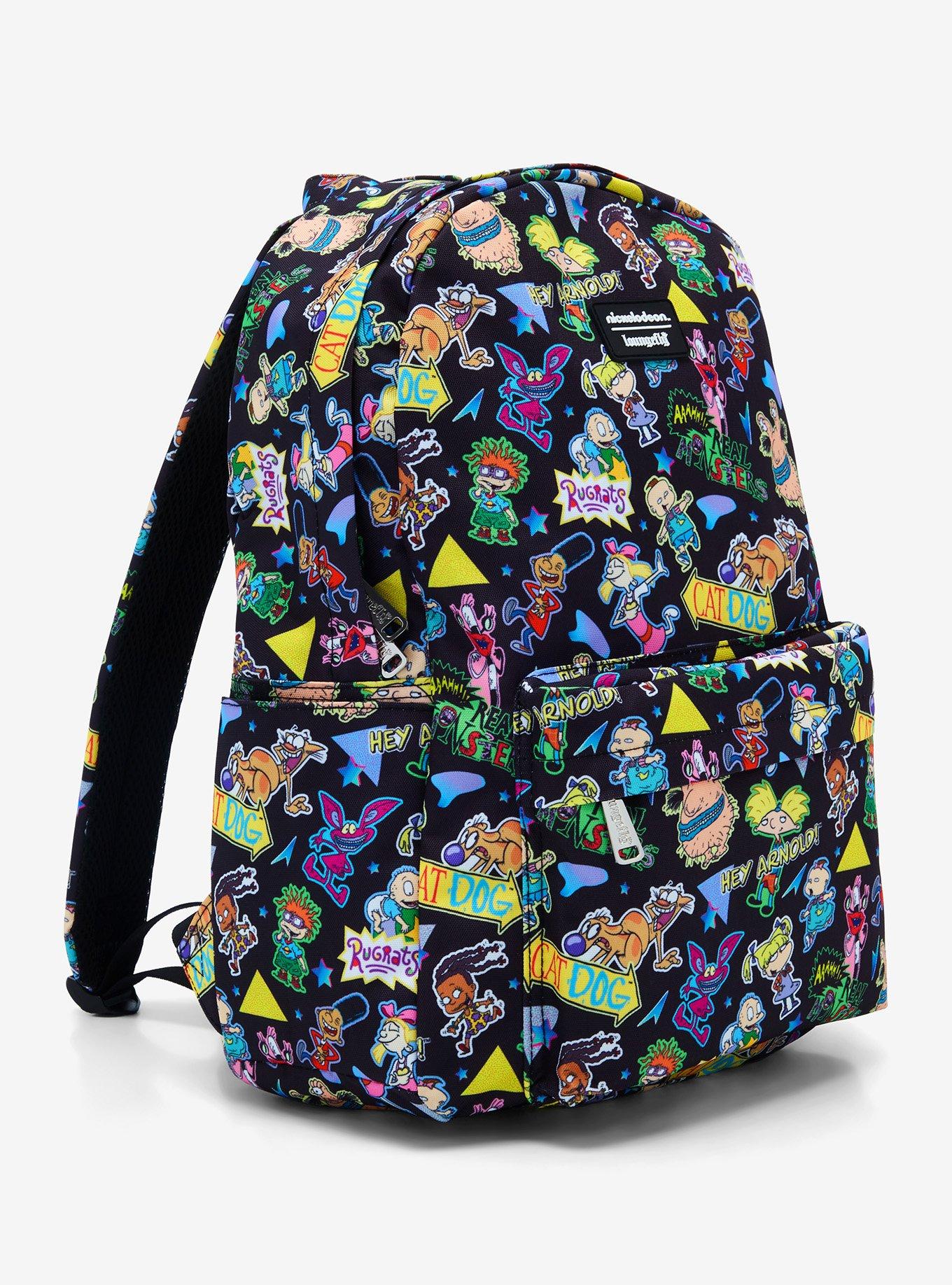 Loungefly Nickelodeon Retro Cartoons Allover Print Nylon Backpack, , hi-res