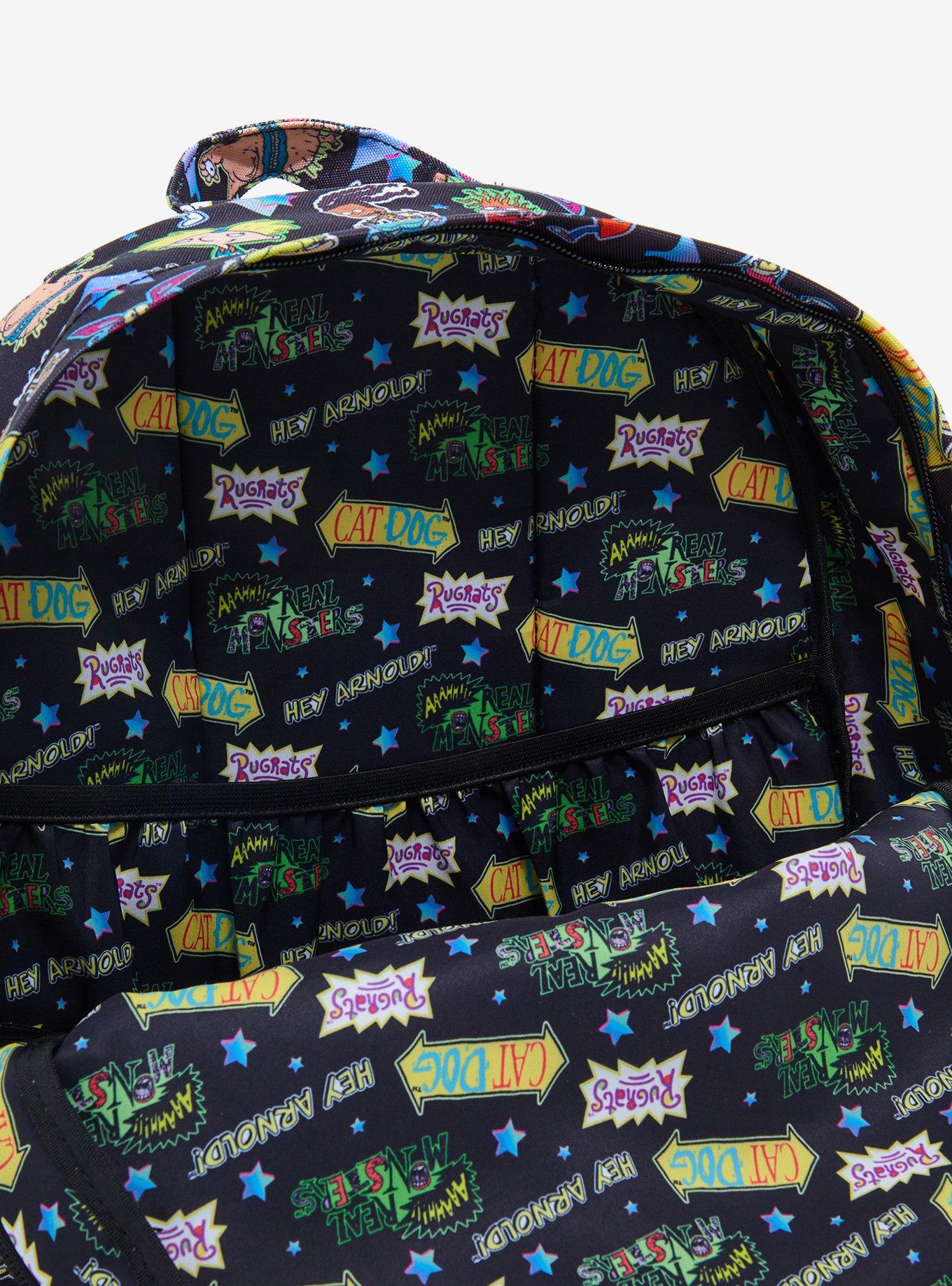 Loungefly Nickelodeon Retro Cartoons Allover Print Nylon Backpack, , alternate