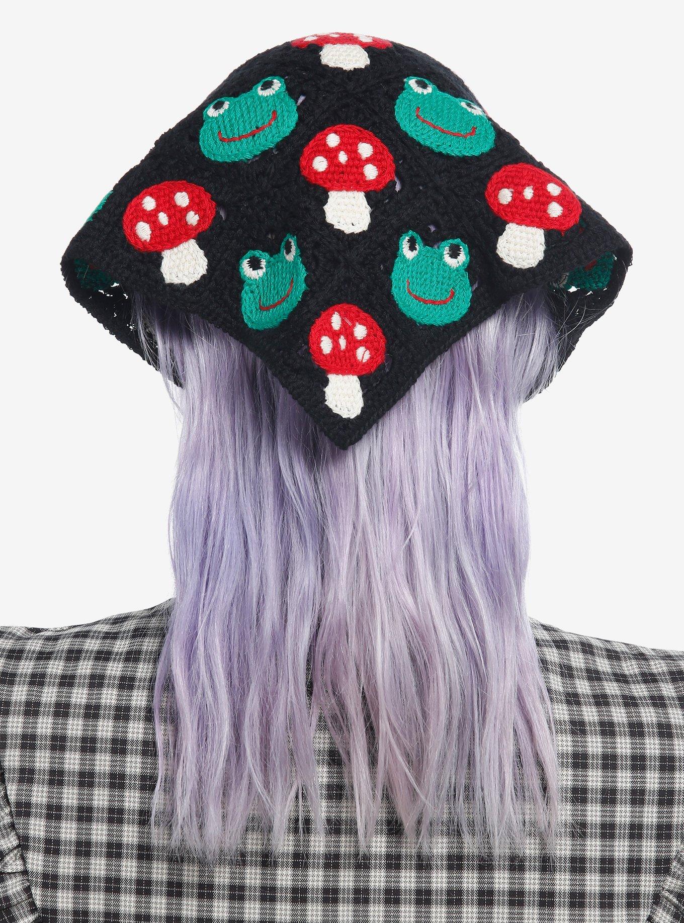 Mushroom Frog Knit Hair Scarf, , alternate