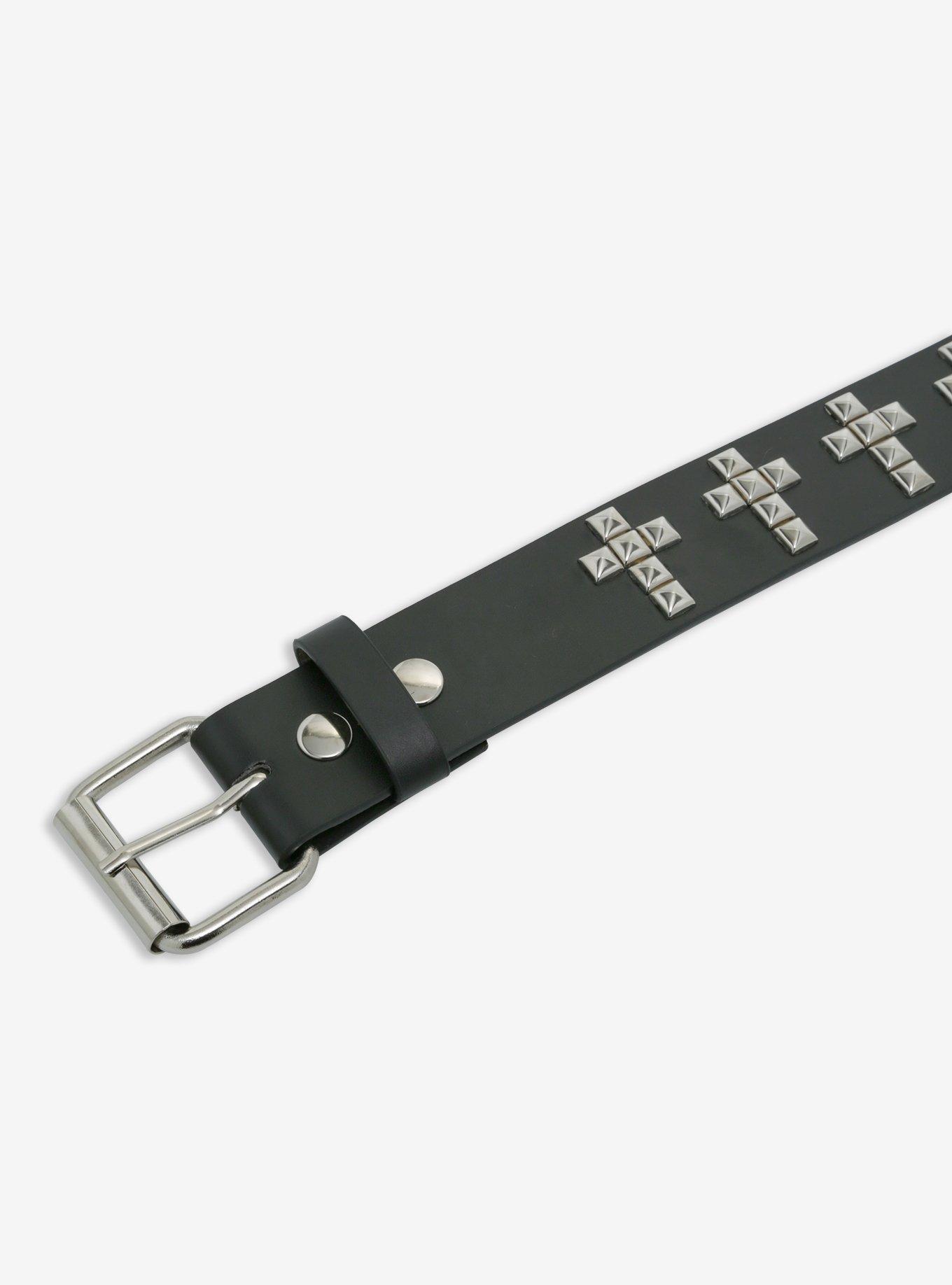 Black Pyramid Stud Cross Belt, MULTI, alternate
