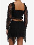 Thorn & Fable Black Lace Corset Girls Crop Long-Sleeve Top, BLACK, alternate