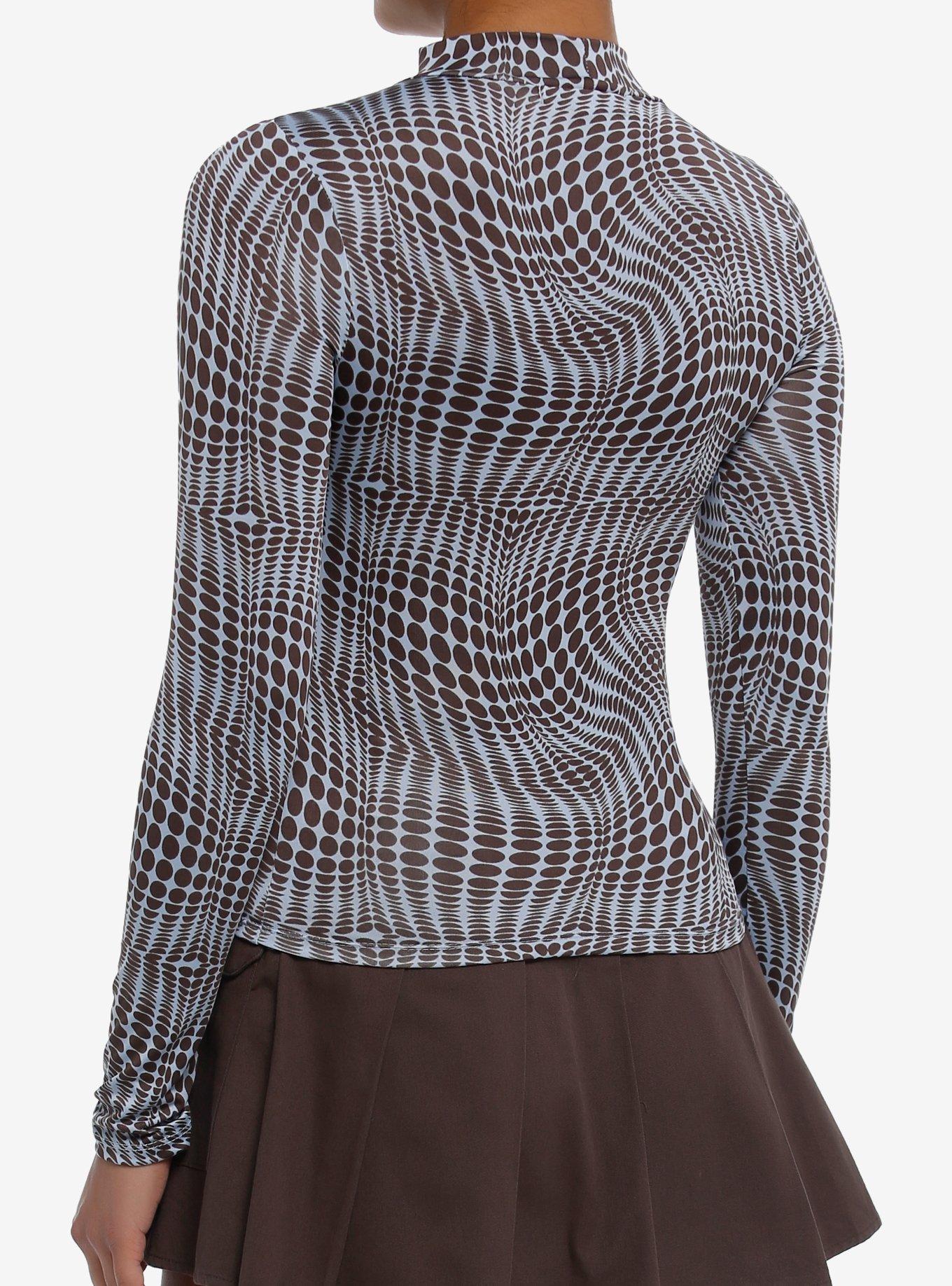 Social Collision Blue & Brown Geometric Cutout Girls Long-Sleeve Top, GREY, alternate