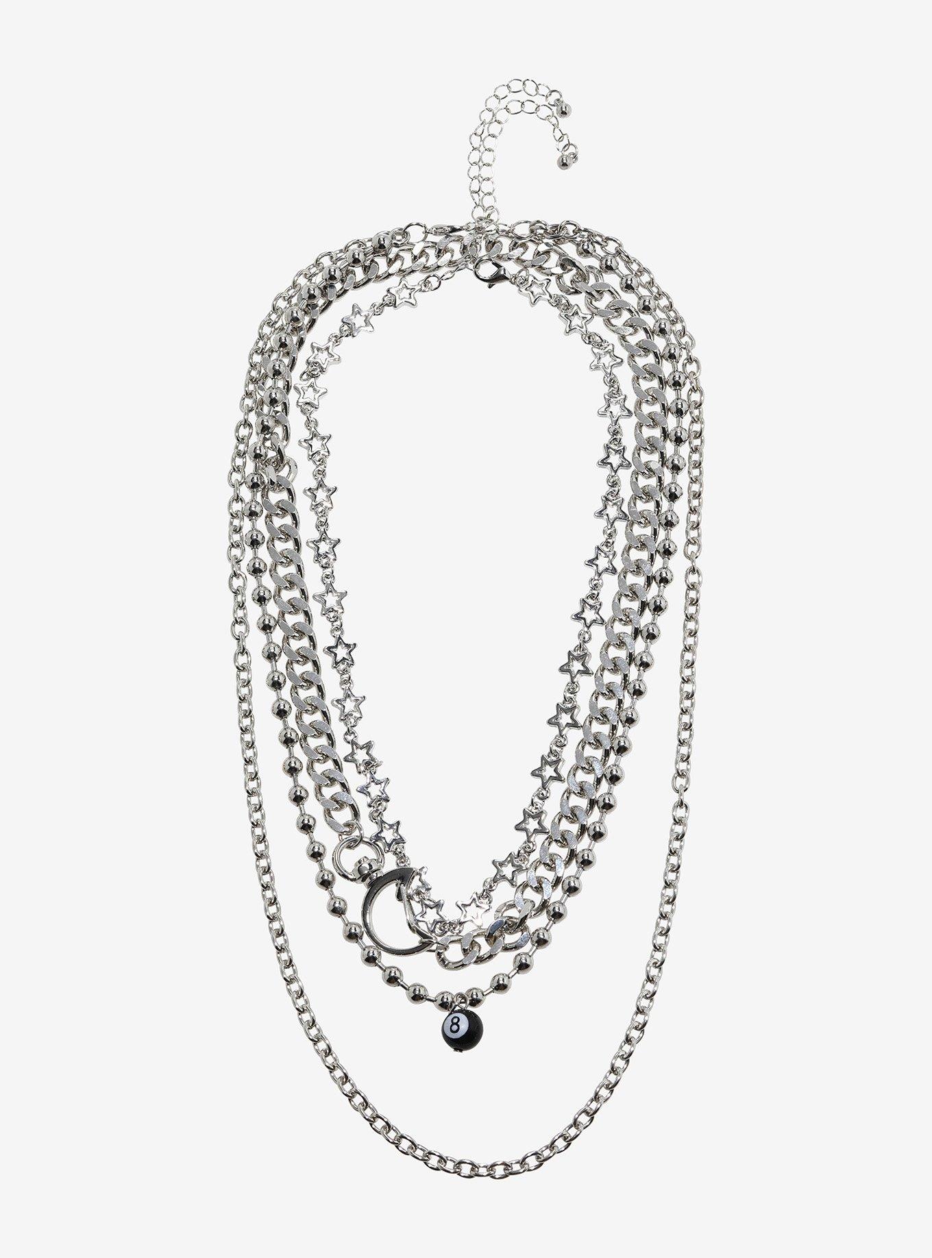 8 Ball Star Chain Necklace Set, , alternate