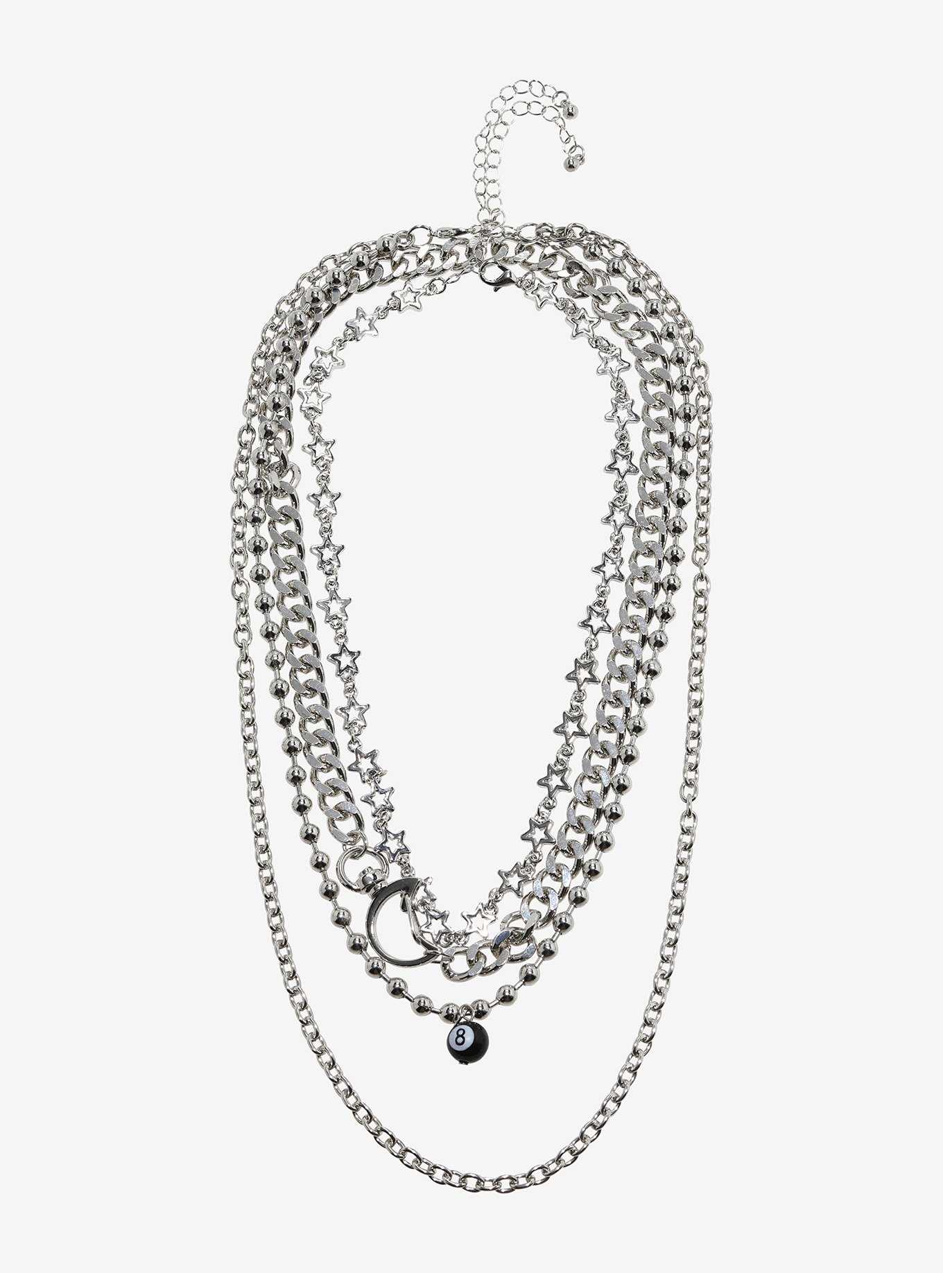 8 Ball Star Chain Necklace Set, , hi-res