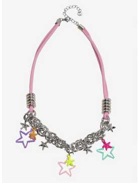 Sweet Society Colorful Star Chain Cord Necklace, , hi-res