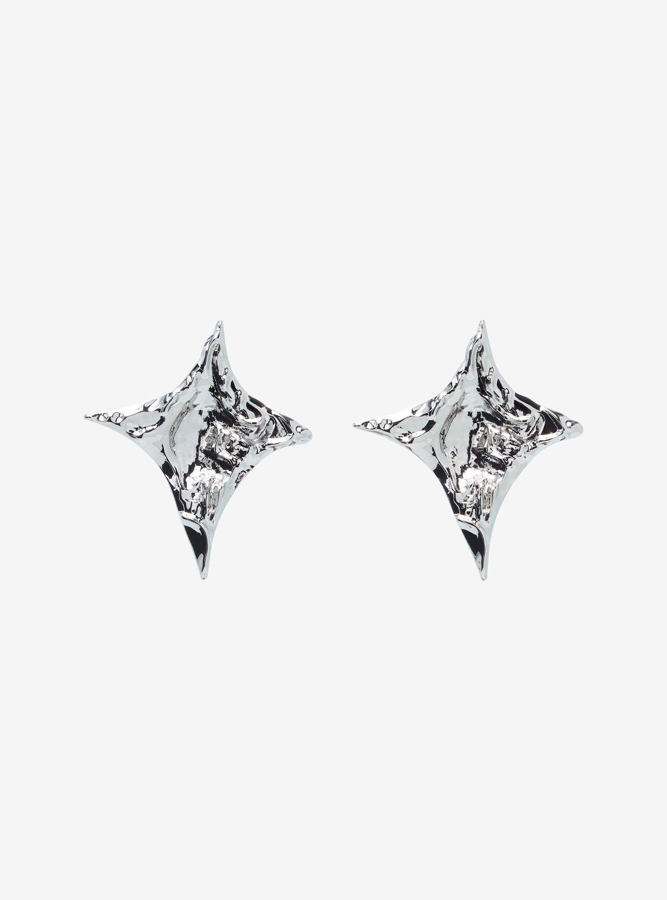 Social Collision Metallic Star Oversized Stud Earrings, , hi-res